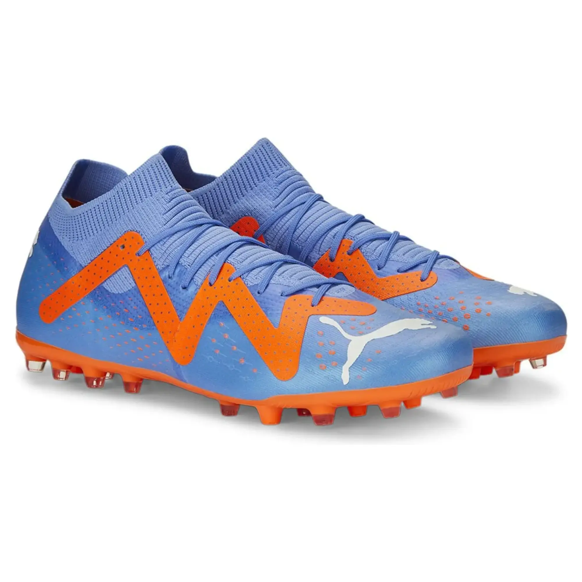 PUMA Future Match MG Football Boots, Blue Glimmer/White/Ultra Orange