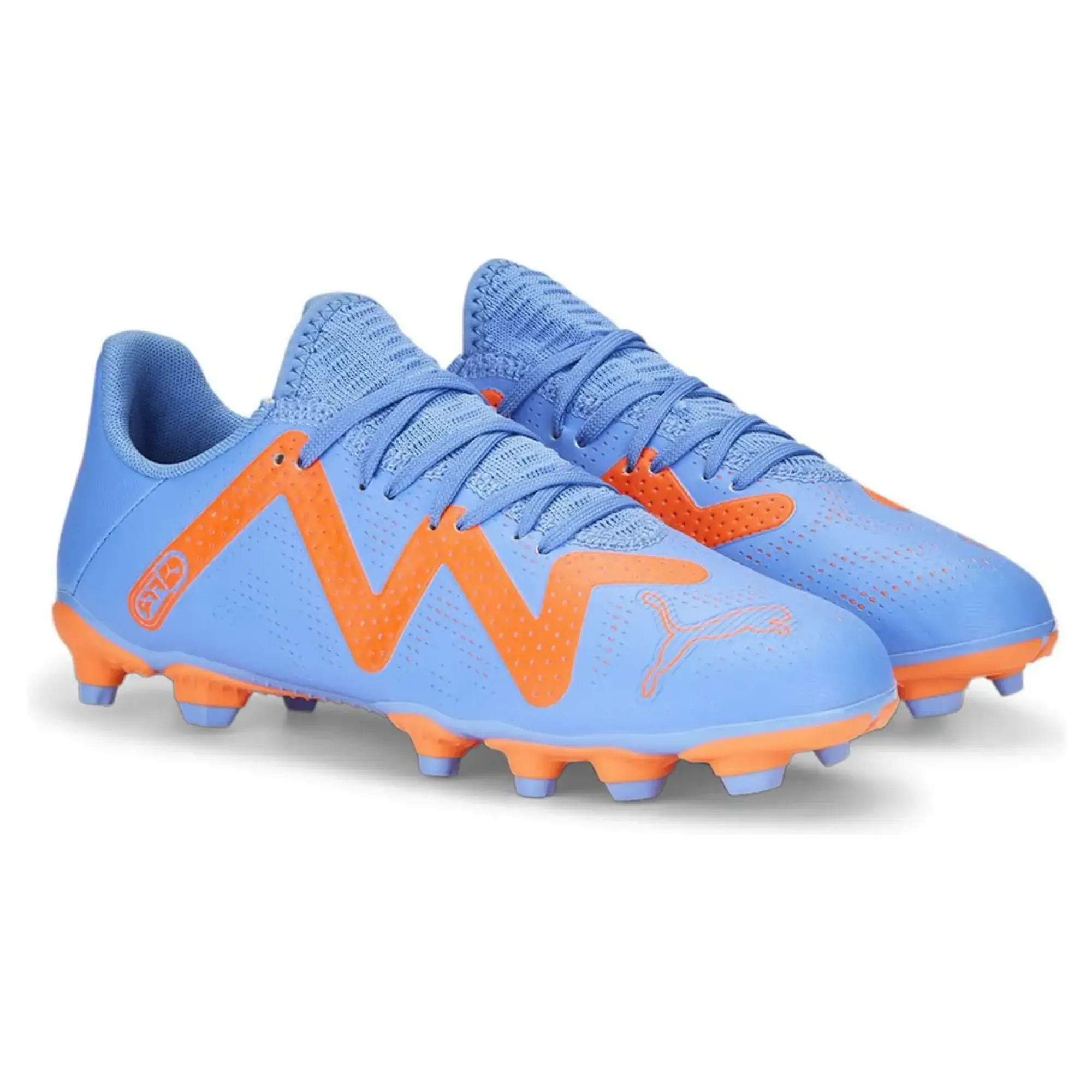 PUMA Future Play FG/AG Football Boots Youth, Blue Glimmer/White/Ultra Orange