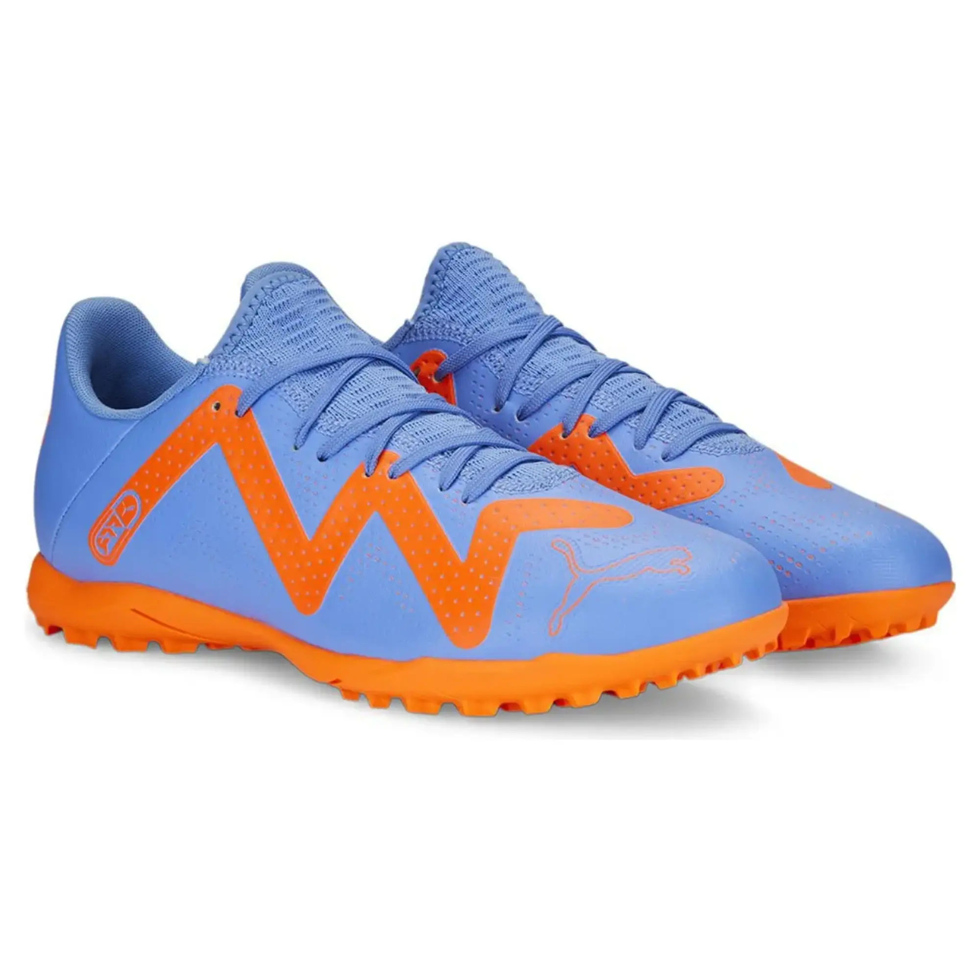 PUMA Future Play TT Football Boots, Blue Glimmer/White/Ultra Orange