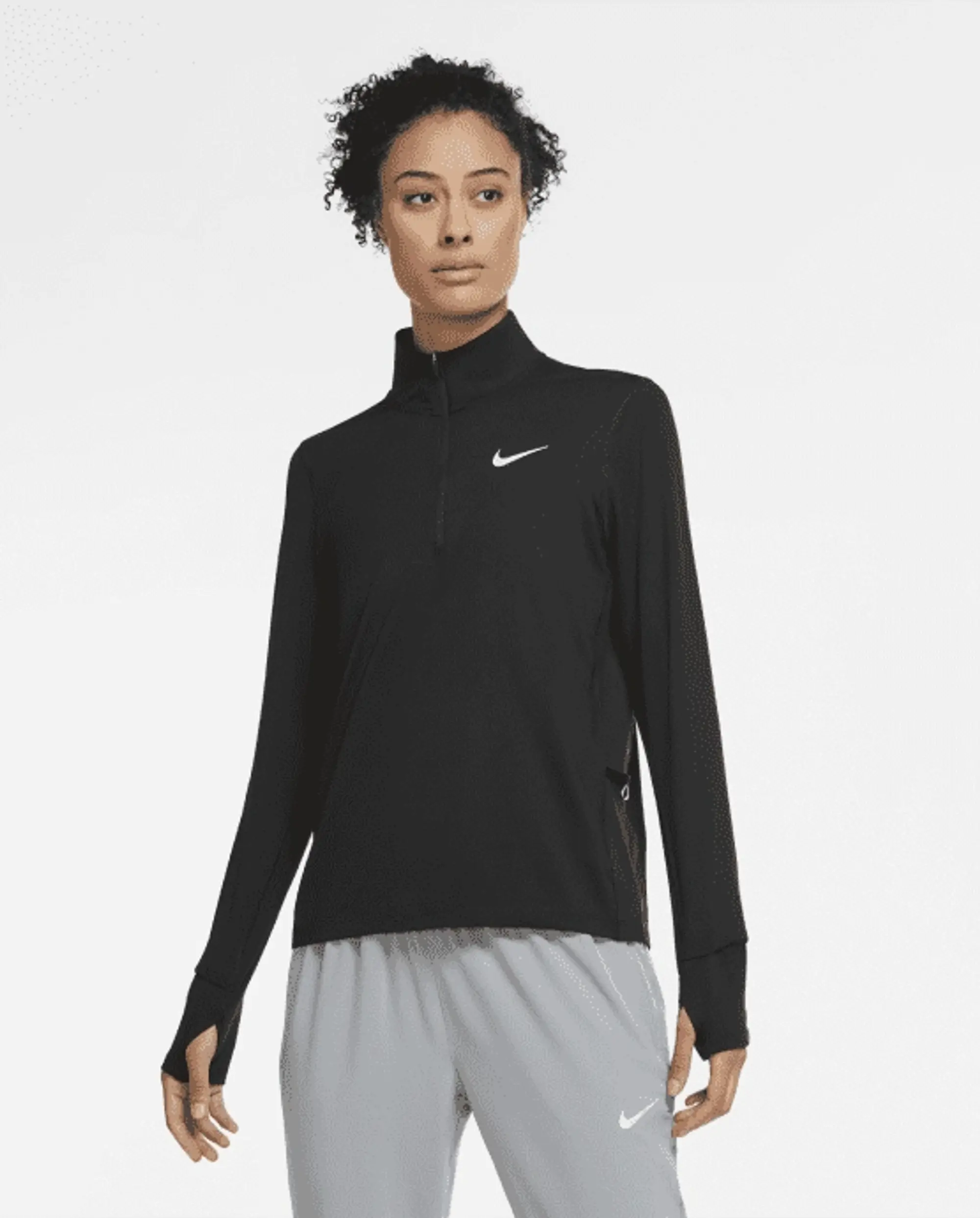 Nike Running Element Half Zip Long Sleeve Top In Black