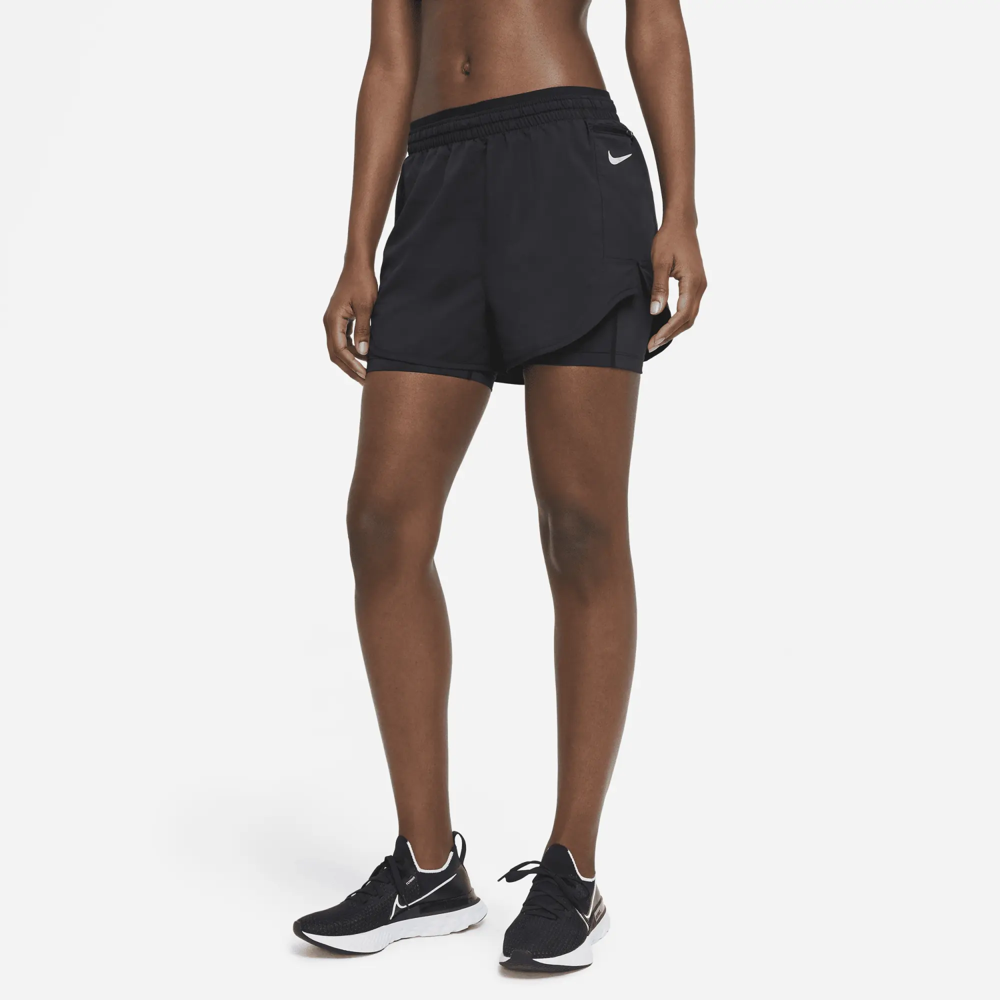 Nike Running Tempo Luxe 2 In 1 Shorts In Black