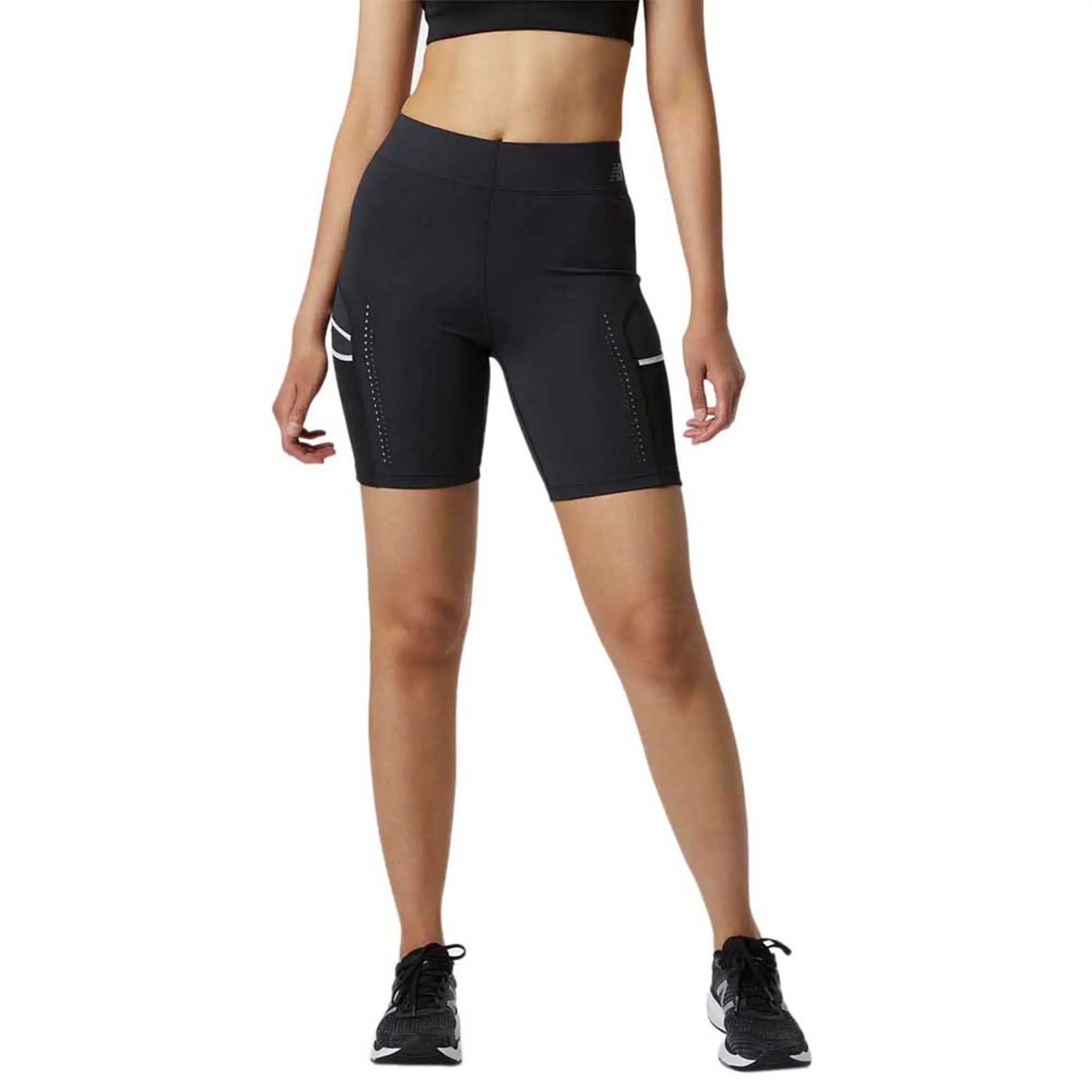 New Balance Women's Q Speed Utility Fitted Short in Black/Noir Poly Knit