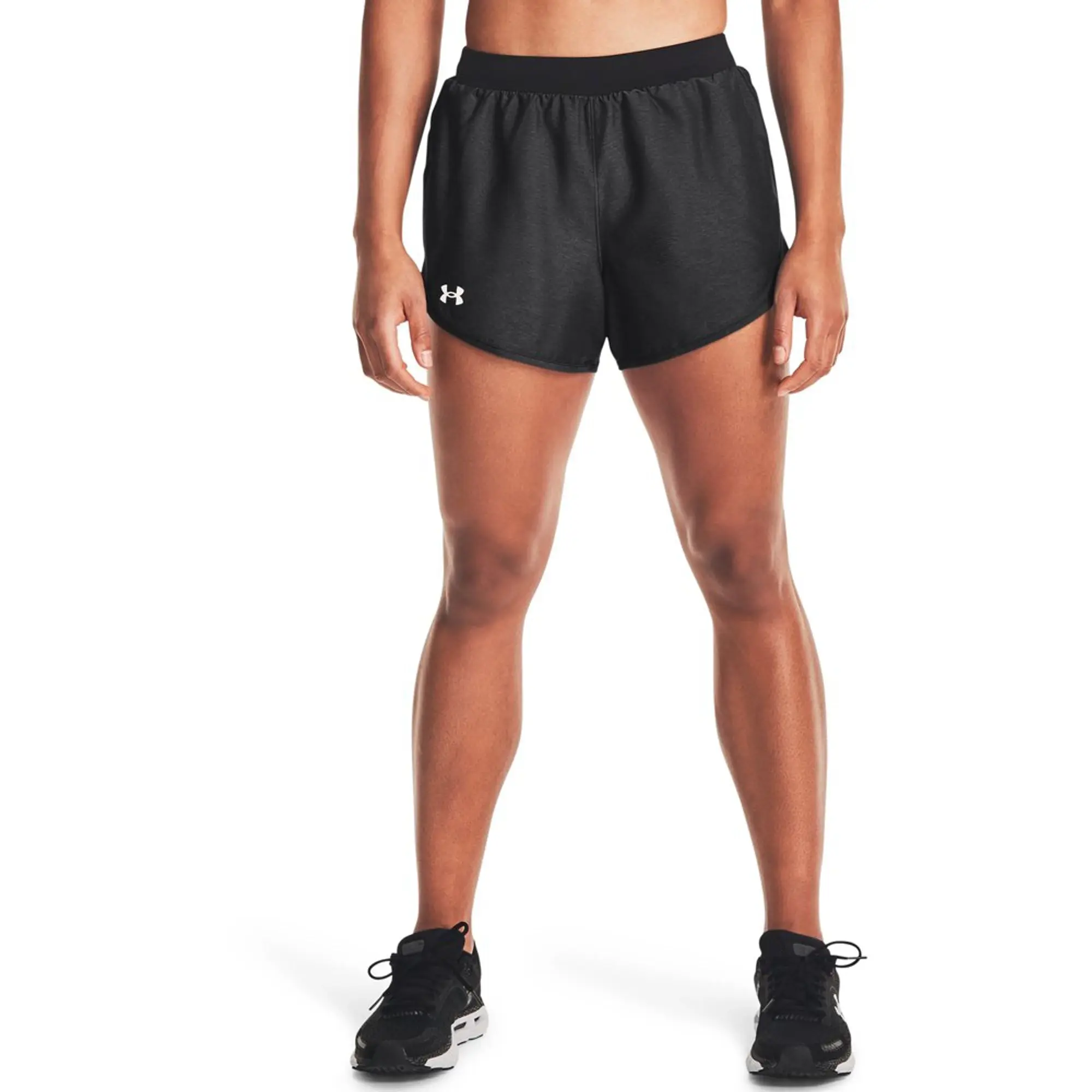 Women's  Under Armour  Fly-By 2.0 Shorts Black Full Heather / Black / Reflective