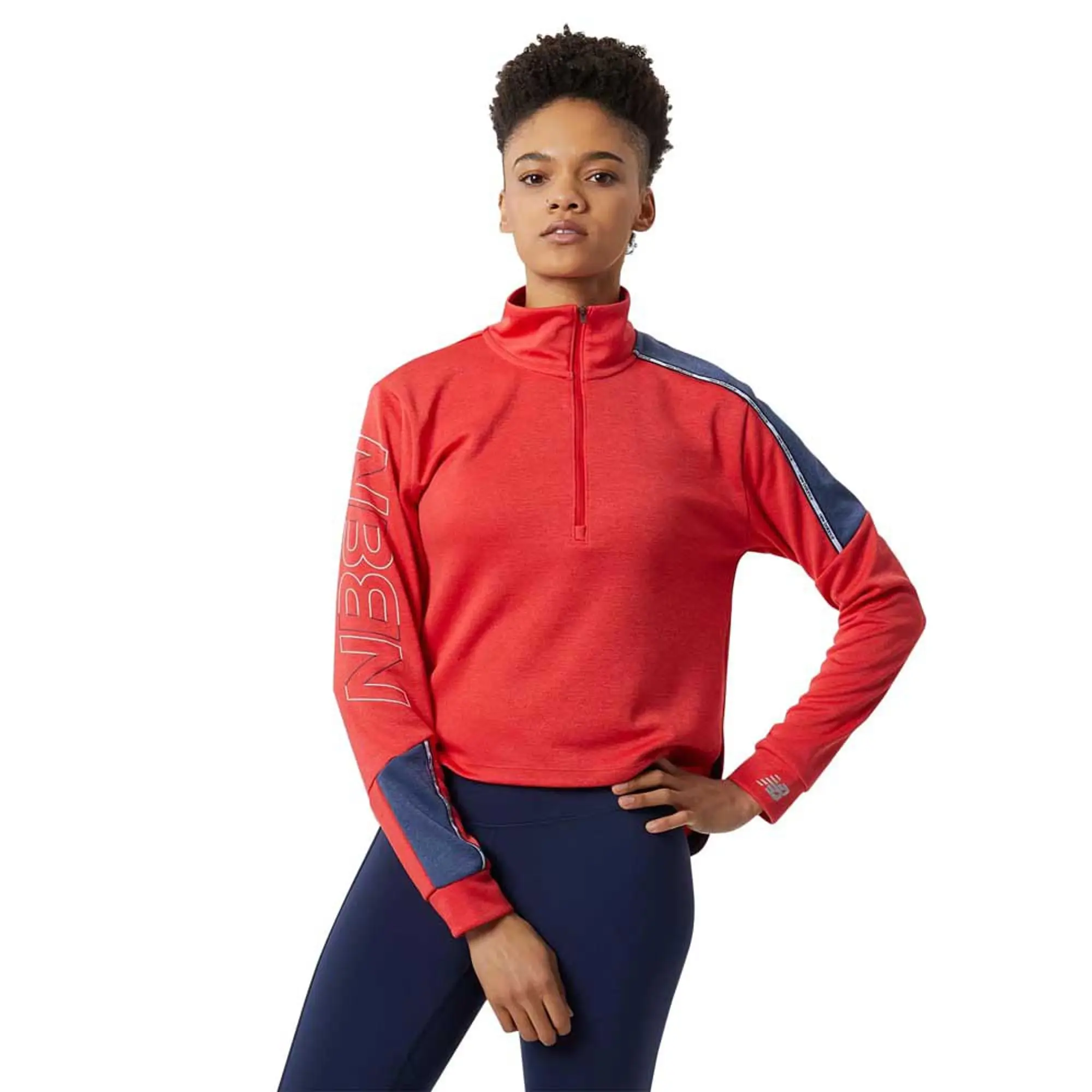 New Balance Womens Accelerate Pacer Half Zip Sweatshirt True Red