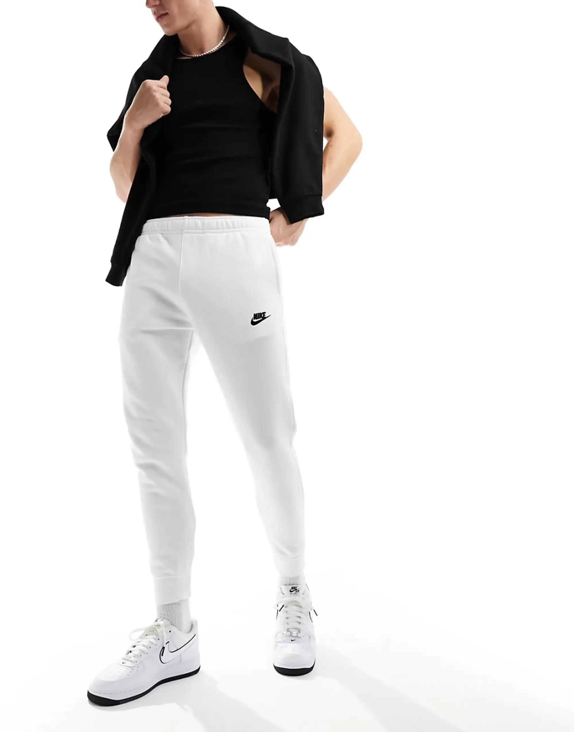 Nike Club cuffed sweatpants in white