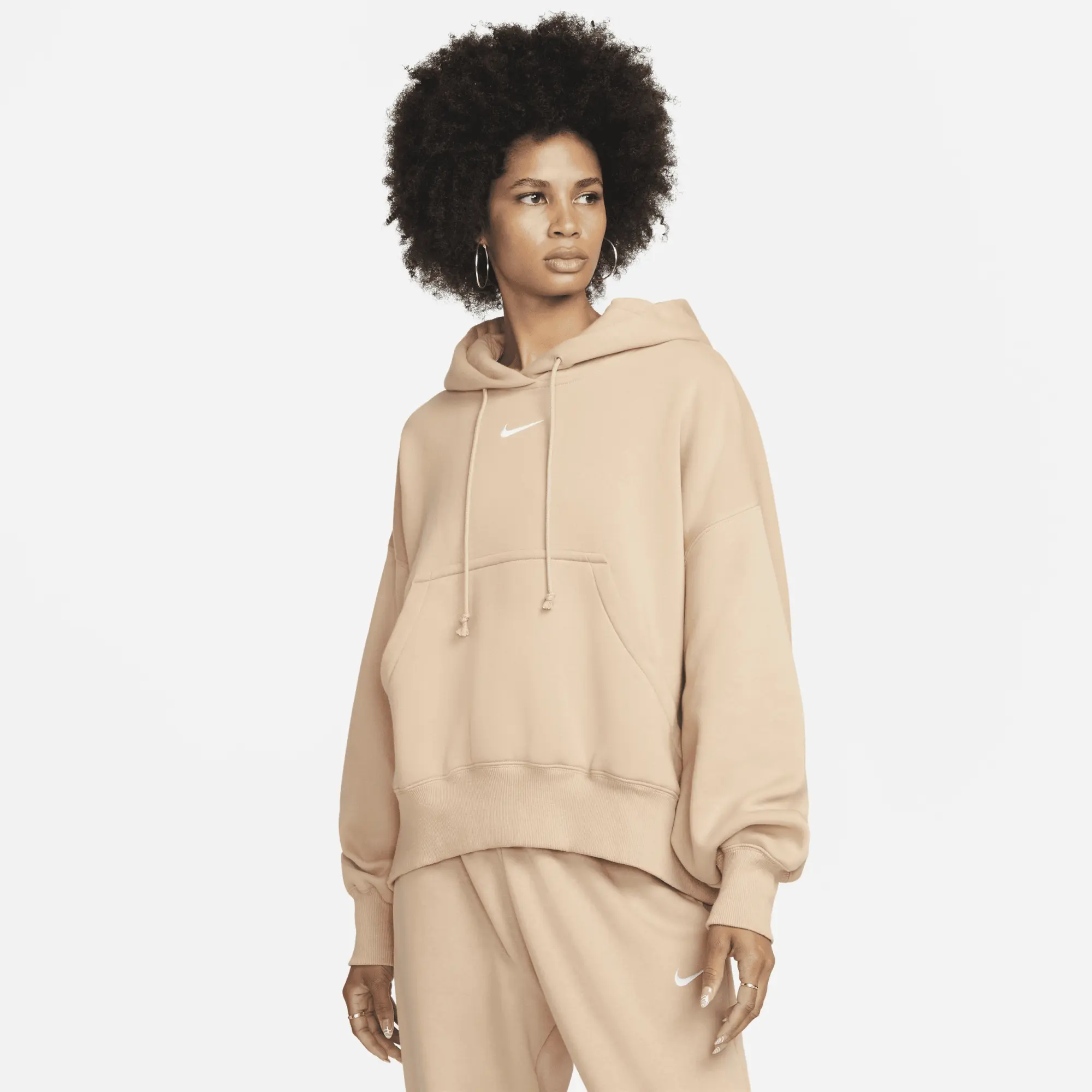 Nike Womens Sportswear Phoenix Fleece Oversize Hoodie - Hemp / White