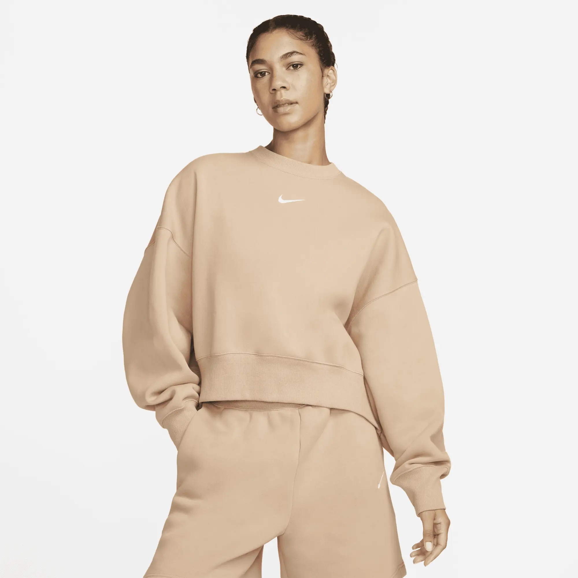 Nike Womens Phoenix Fleece Oversized Sweatshirt - Hemp / Sail