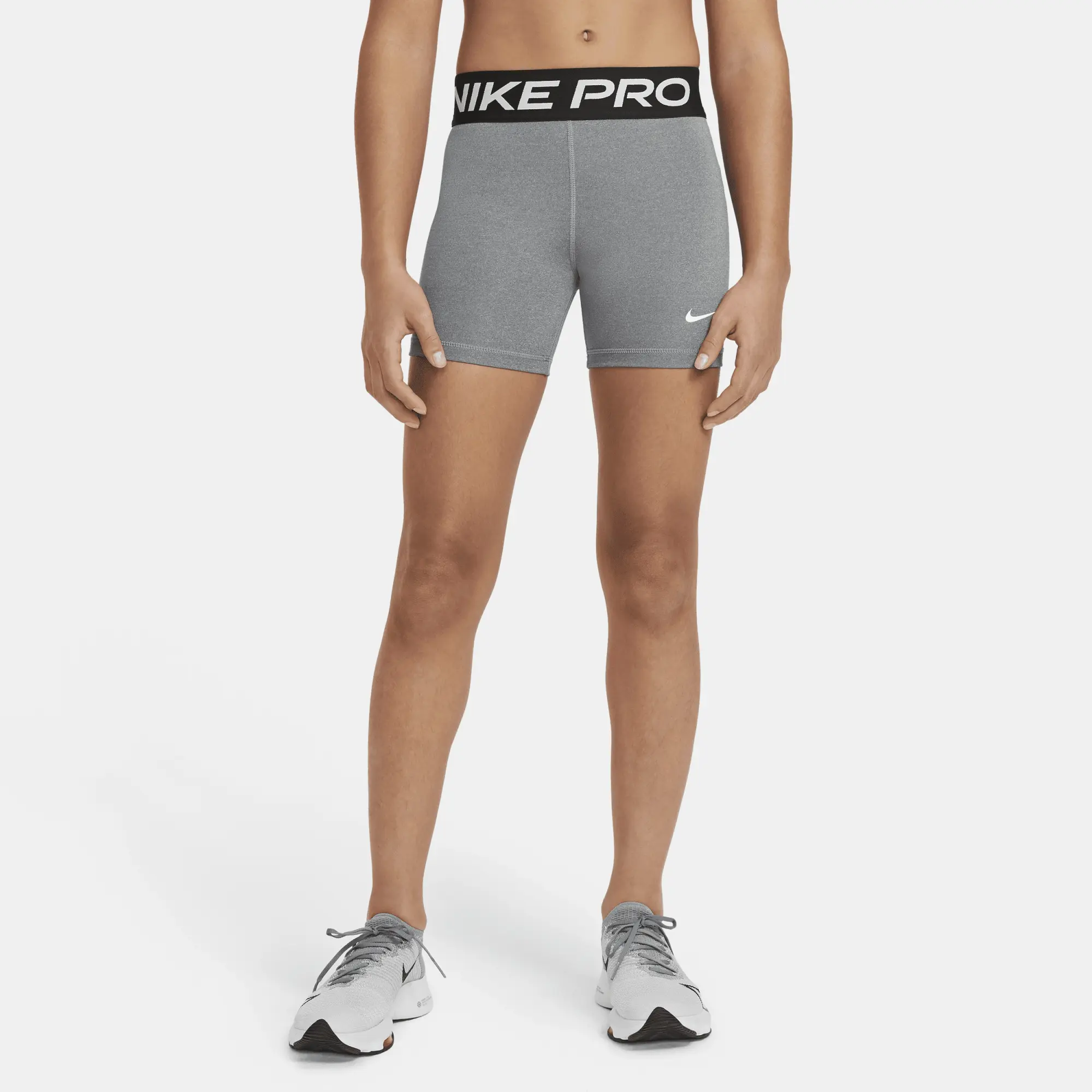 Nike Girls Nike Pro 3 Inch Short - Grey, Grey/White