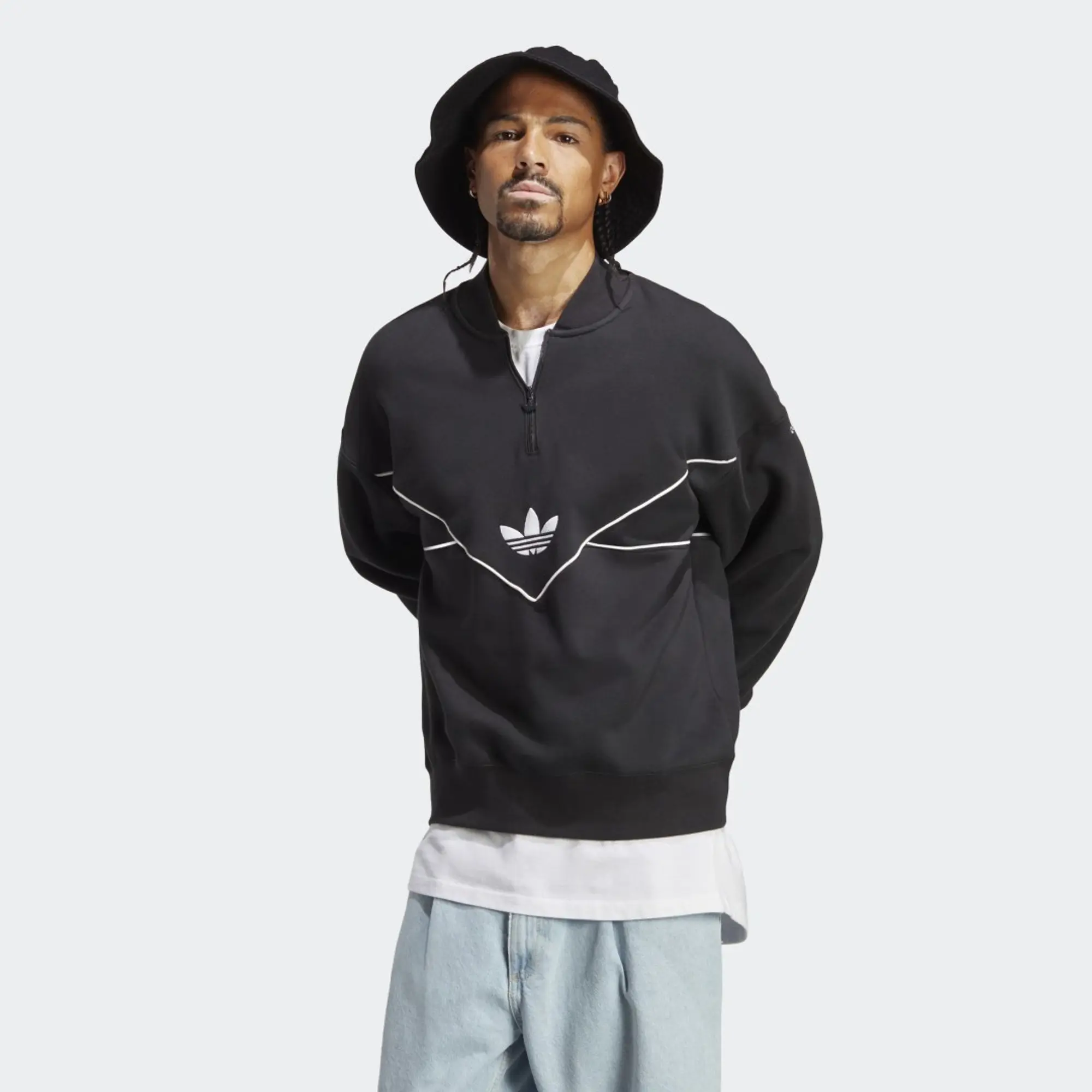 adidas Originals Adicolor Seasonal Archive Half-Zip Crew Sweatshirt - Black, Black
