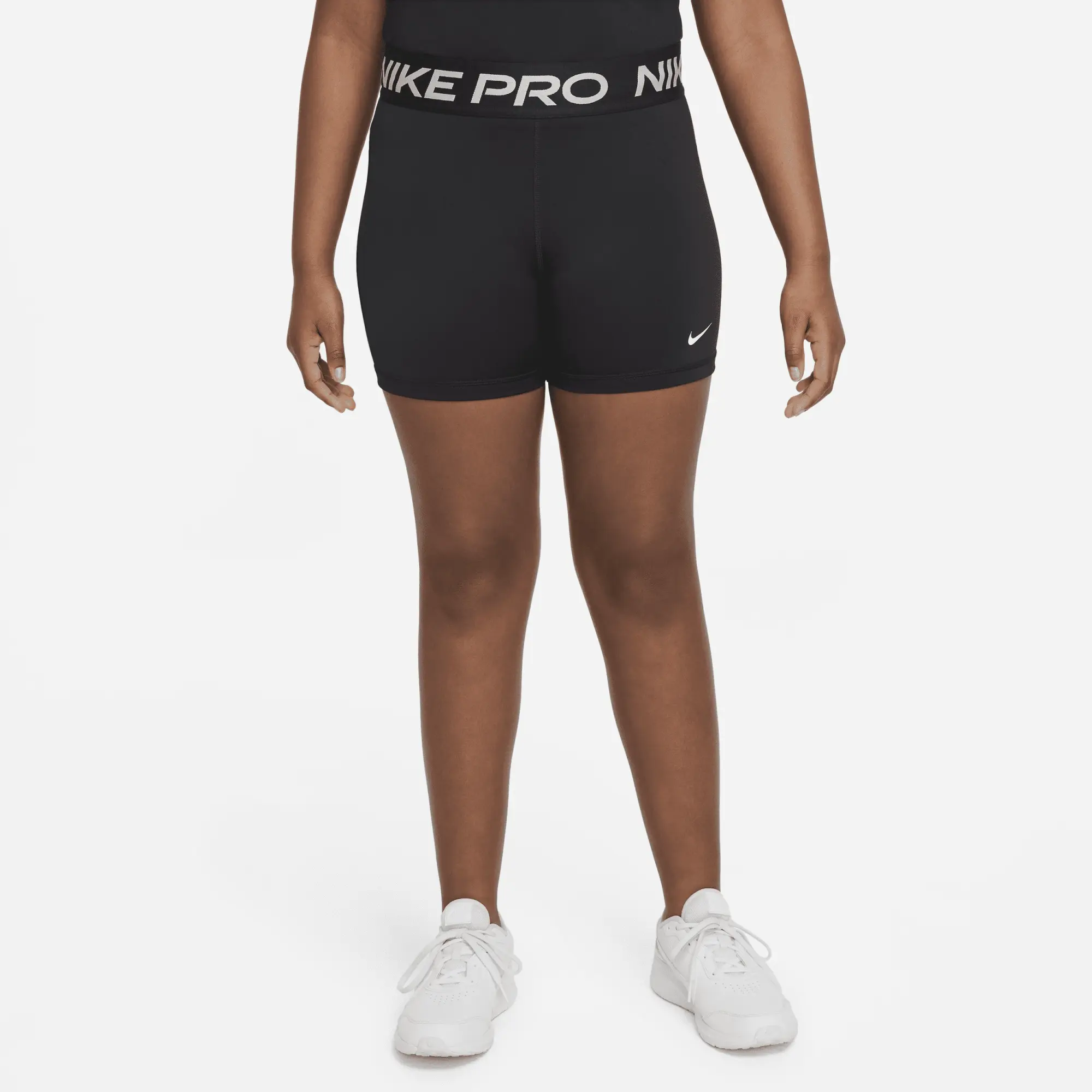 Nike Pro Dri-FIT Older Kids' (Girls') Shorts (Extended Size) - Black