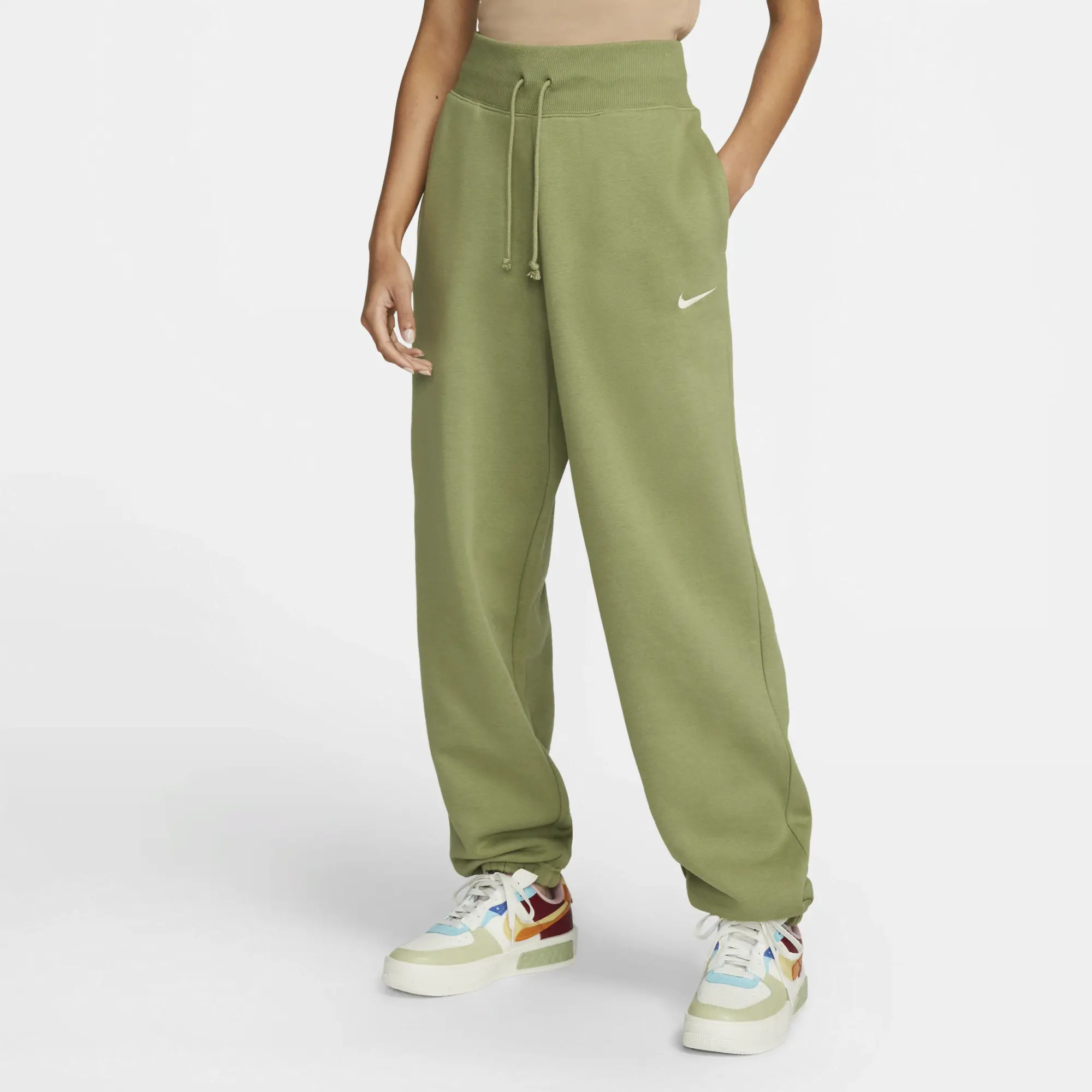 Nike Sportswear Phoenix Fleece Women's High-Waisted Oversized Tracksuit Bottoms - Green