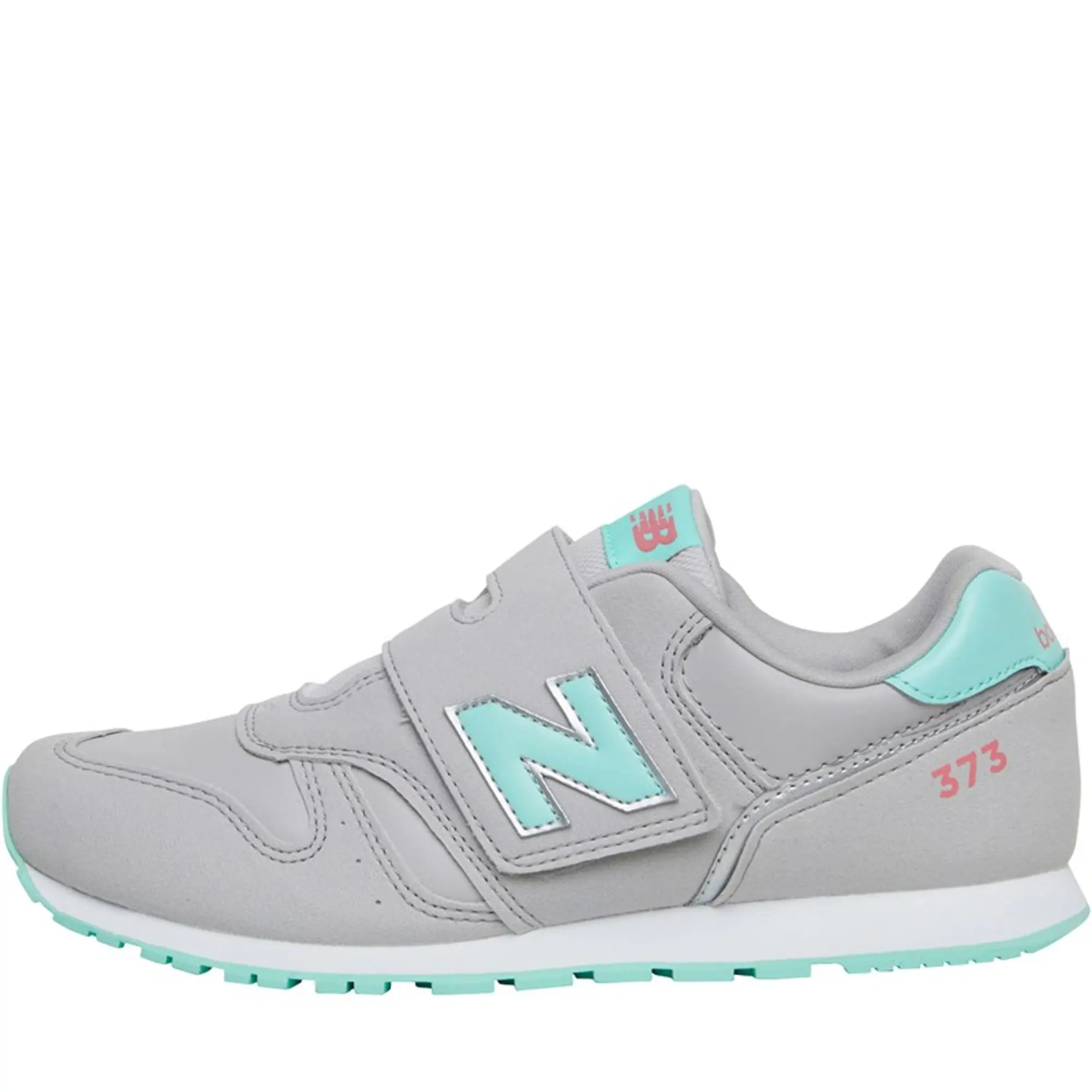 New Balance Junior Girls 373 Hook And Loop Trainers Grey/Green