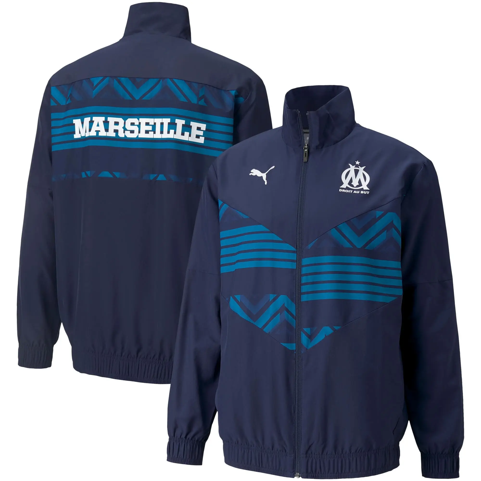 Puma Olympique Marseille Pre Match Jacket Mens - Blue