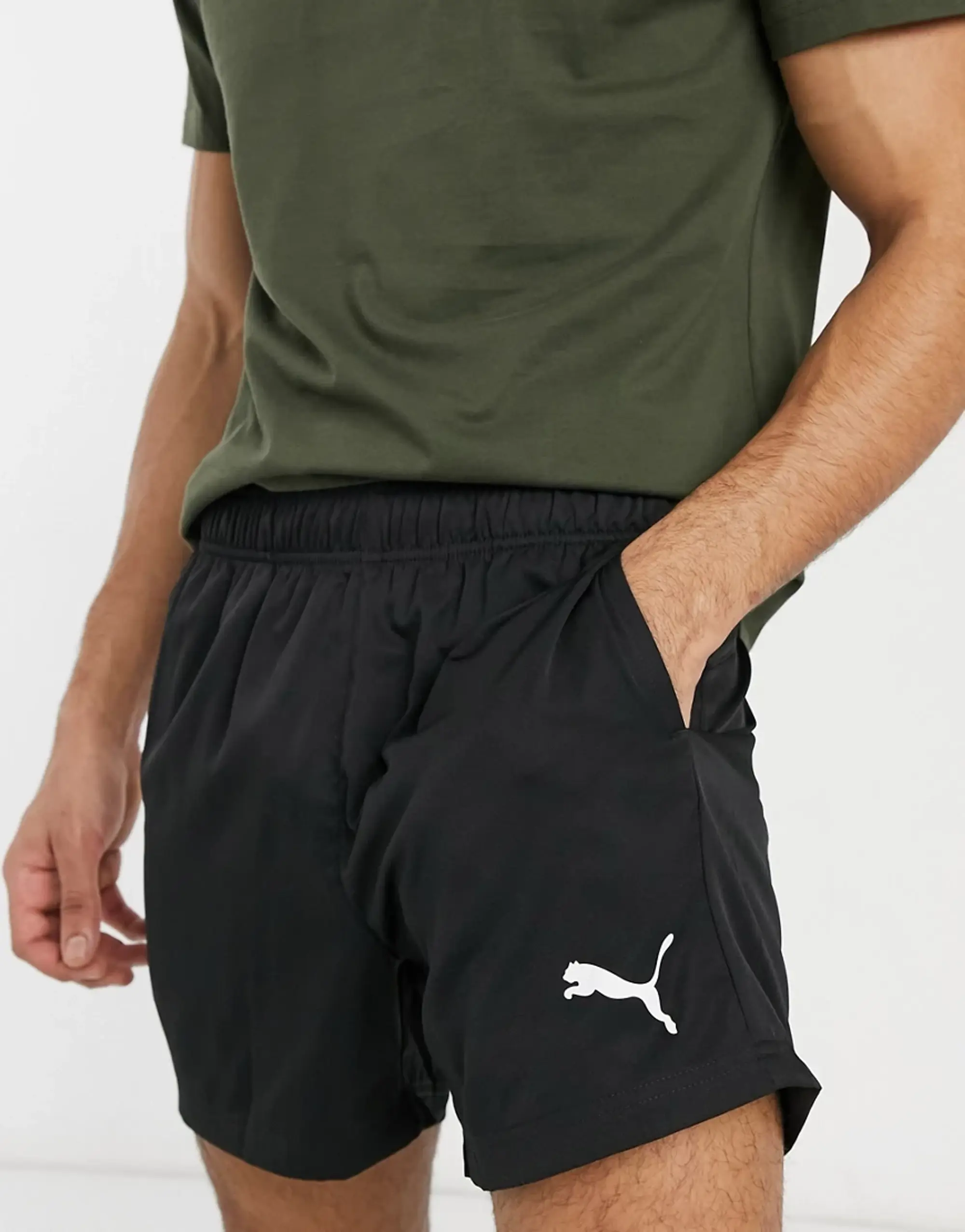 Puma Essentials Woven Logo 5 Inch Shorts In Black