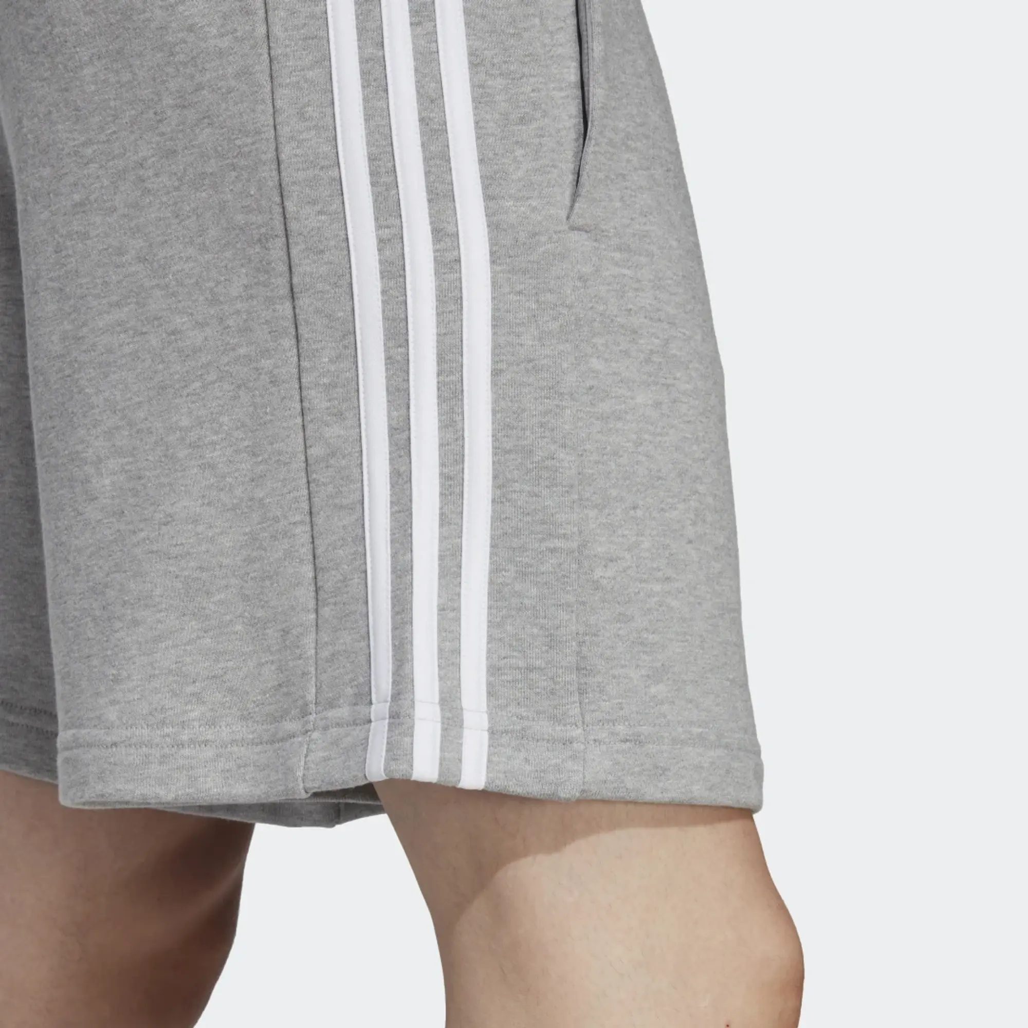 adidas Essentials French Terry 3-Stripes Shorts - Medium Grey Heather