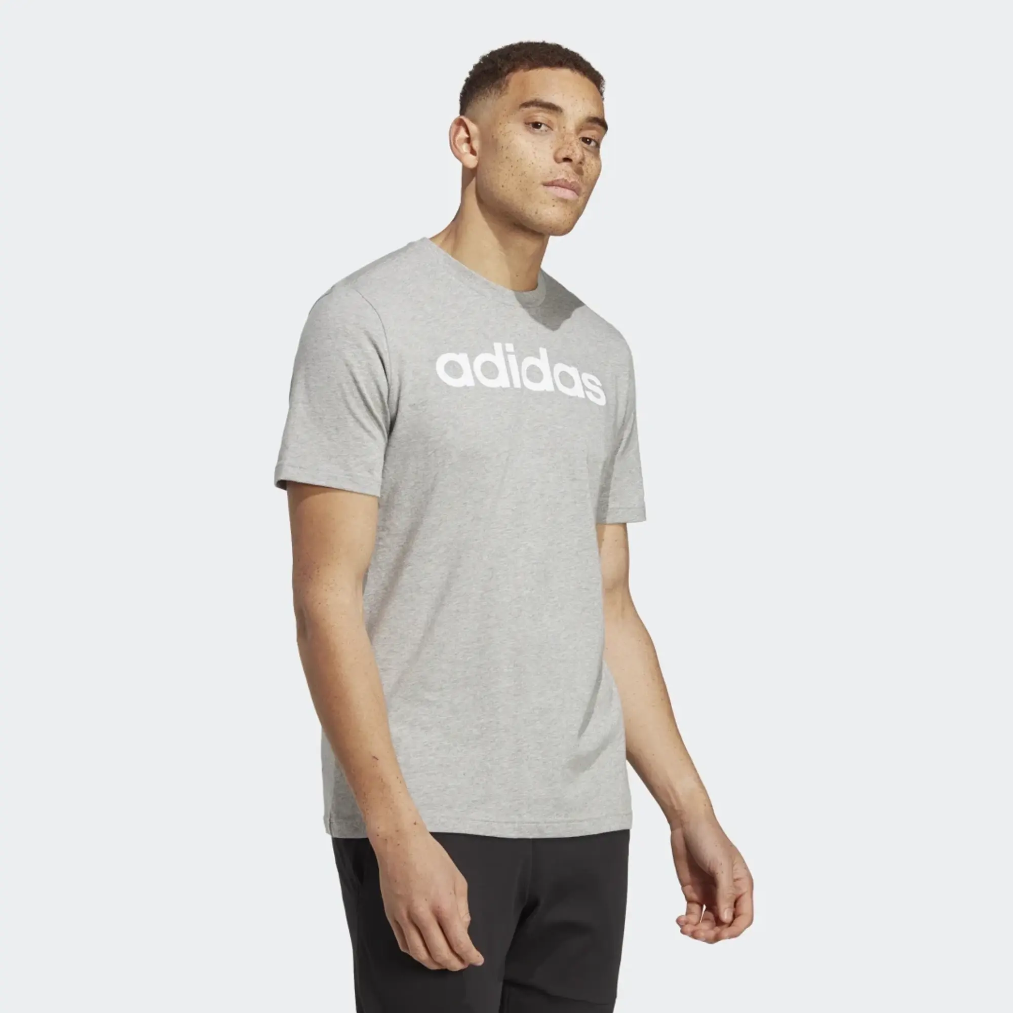adidas Sportswear Essentials Single Shirt Linear Embroidered Logo T-Shirt - Grey, Grey
