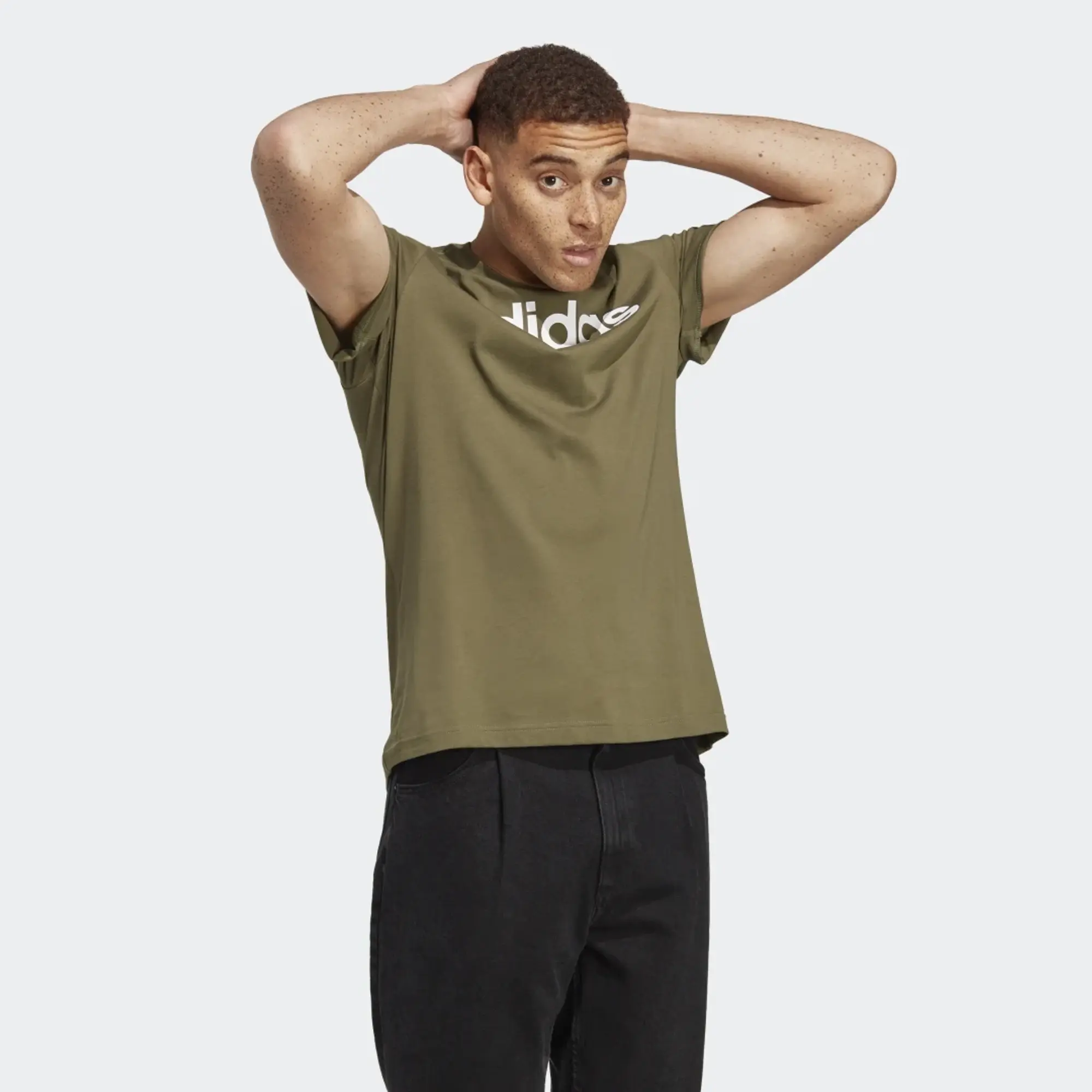 adidas Sportswear Essentials Single Shirt Linear Embroidered Logo T-Shirt - Khaki, Khaki
