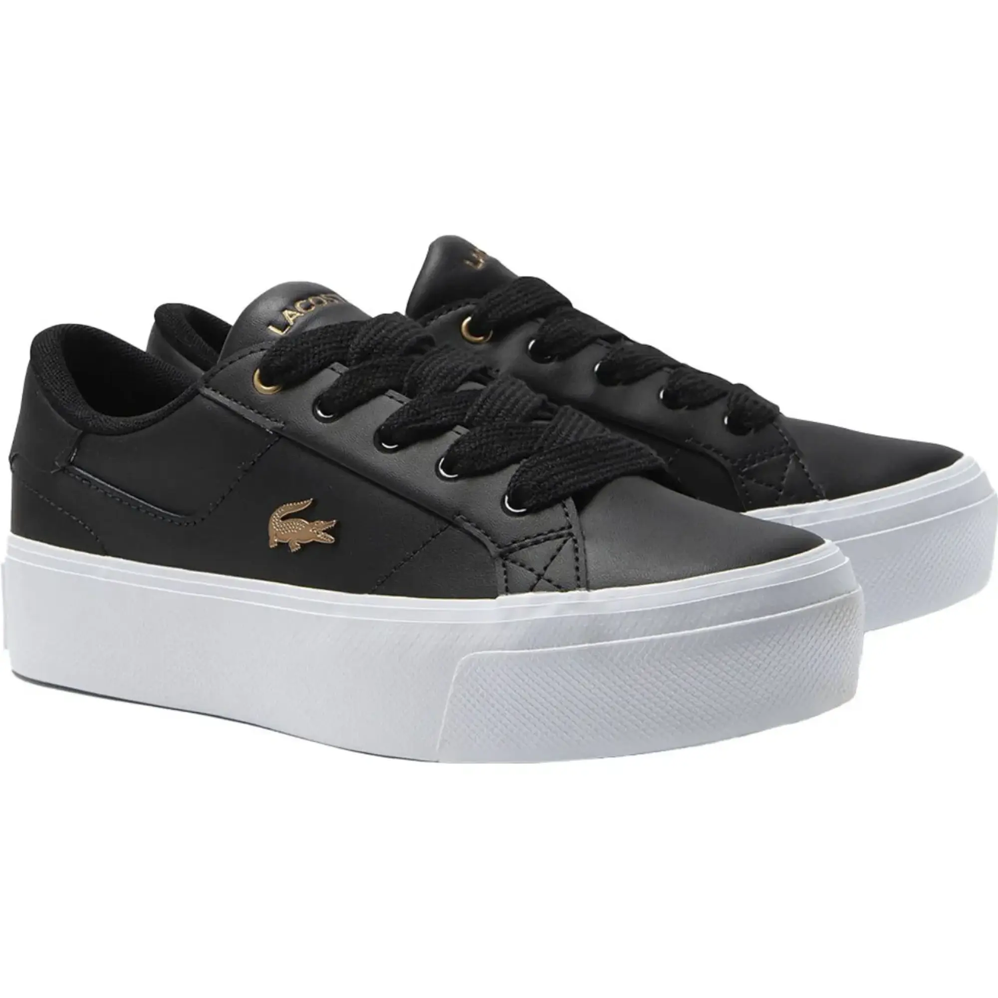 Lacoste Ziane Platform Leather Trainers In Black