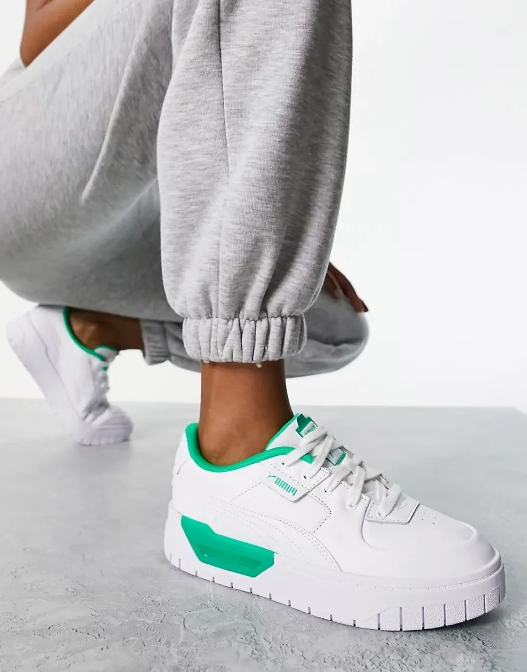 Puma Cali Dream Trainers In White And Acid Green - Exclusive To Asos