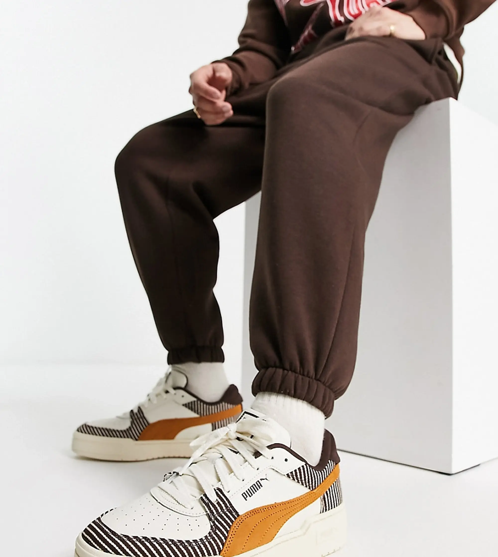 Puma Ca Pro Patchwork Trainers In Off White And Brown - Exclusive To Asos-Neutral
