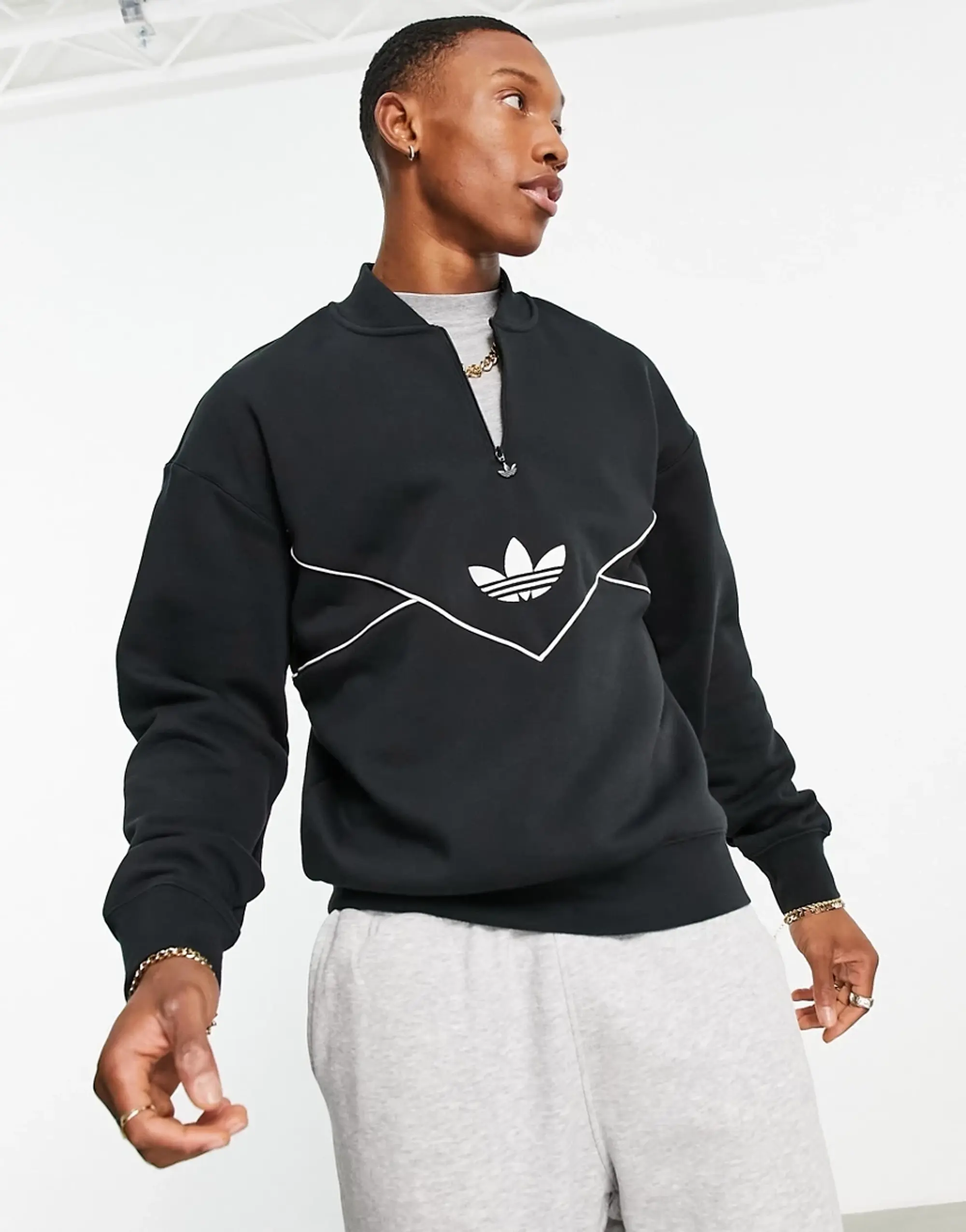 Adidas Originals Adicolor Next Half Zip Sweatshirt In Black