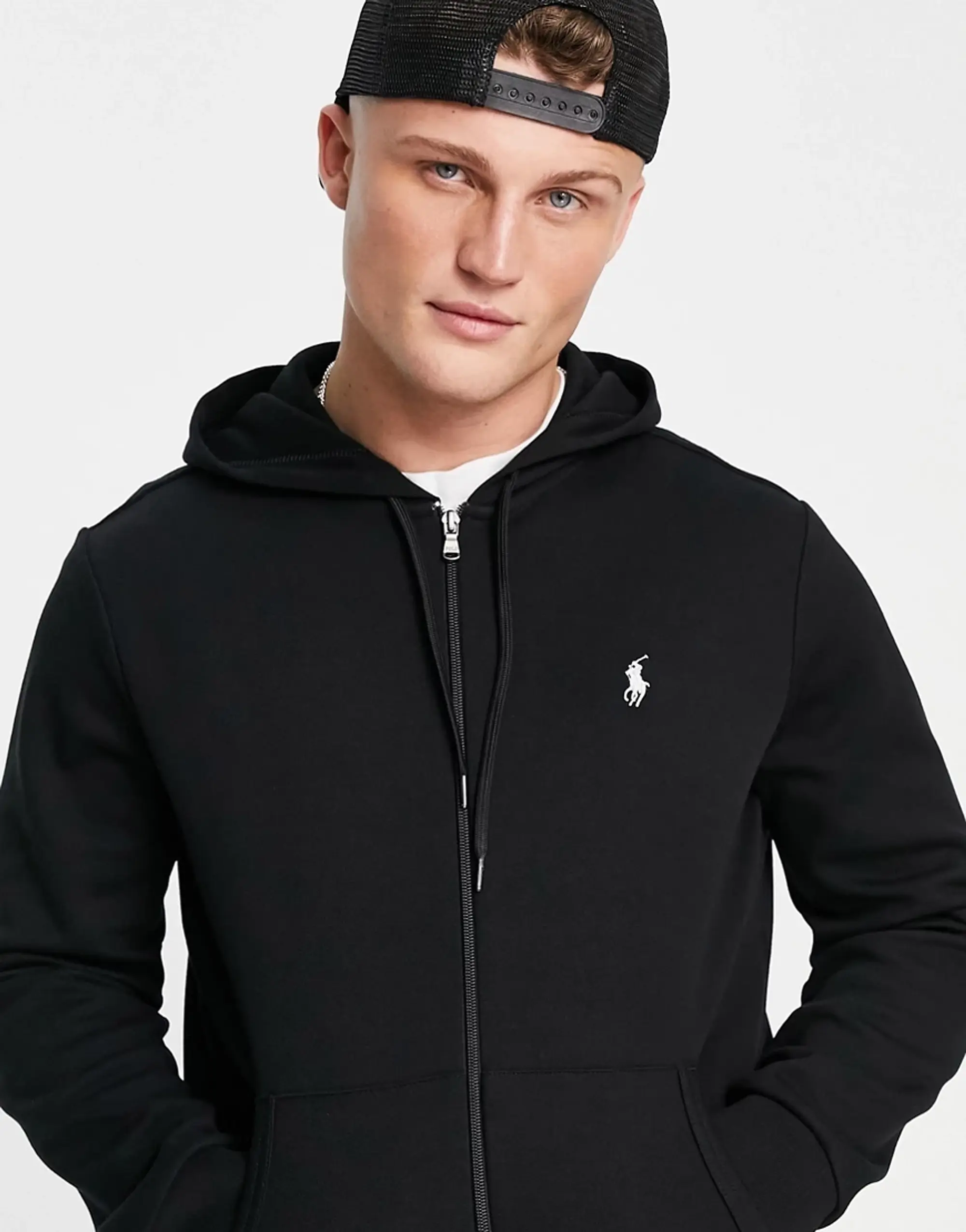 Polo Ralph Lauren Player Logo Full Zip Hoodie In Black