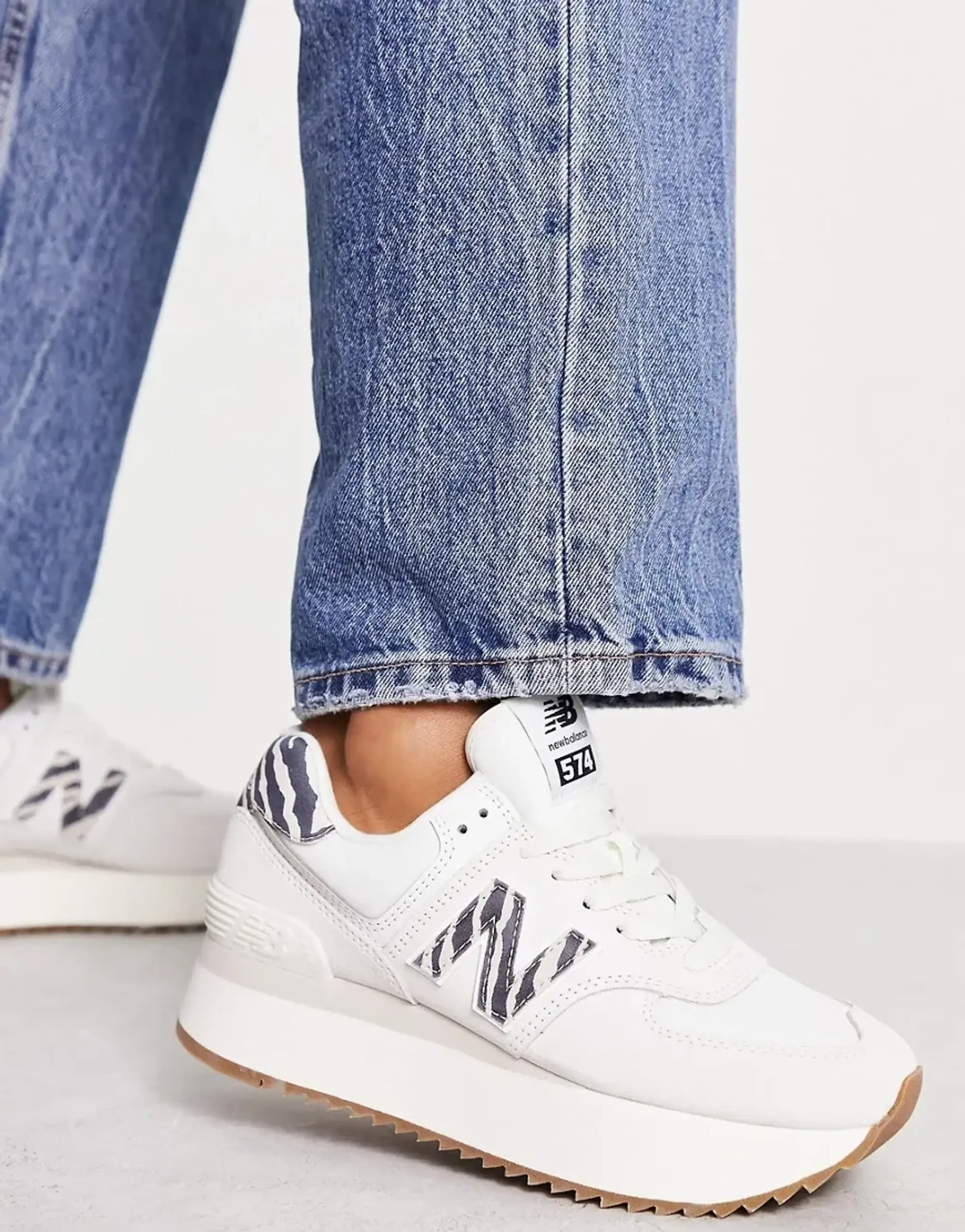 New Balance 574+ Trainers In Off White Zebra