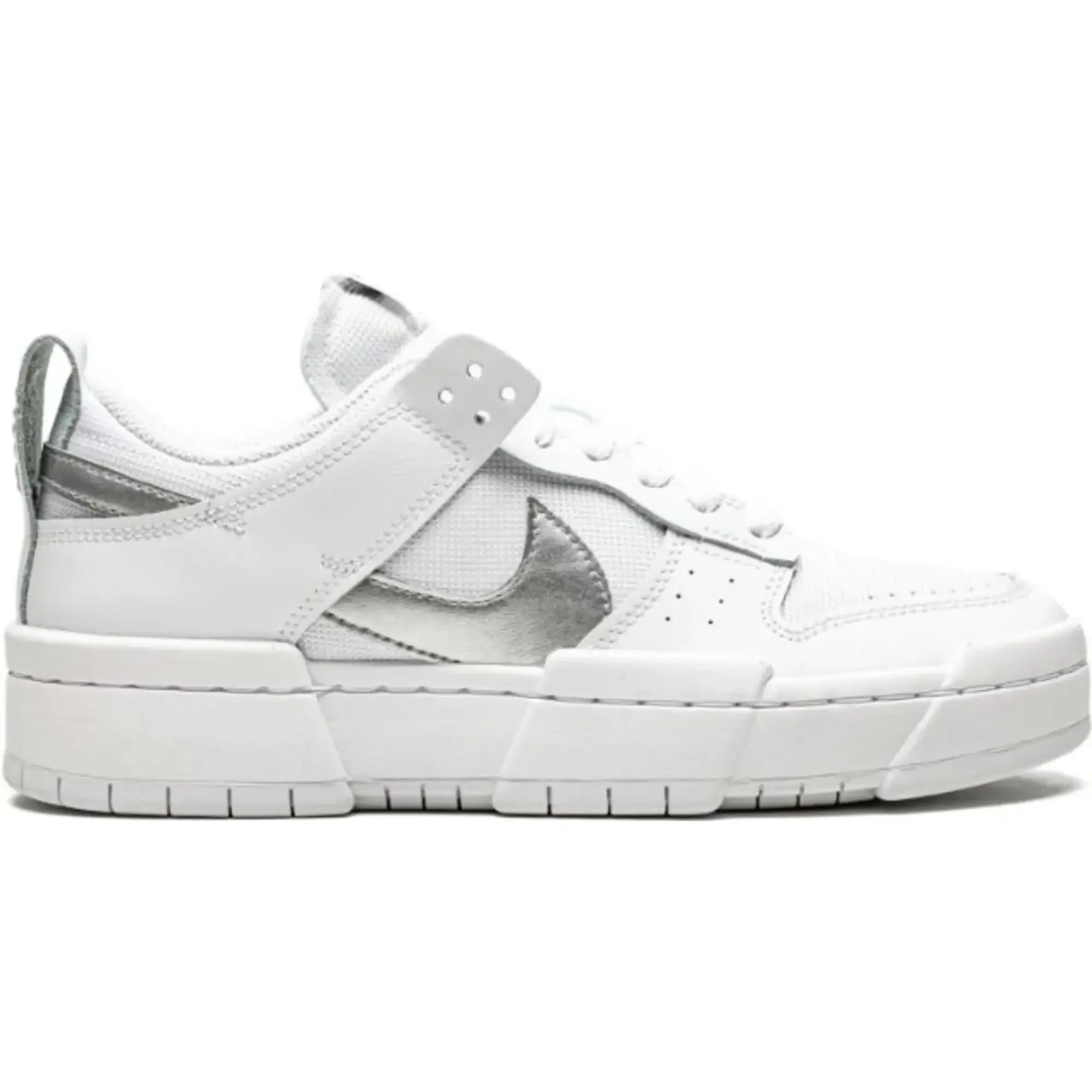 Nike Womens Dunk Low Disrupt White Silver Shoes