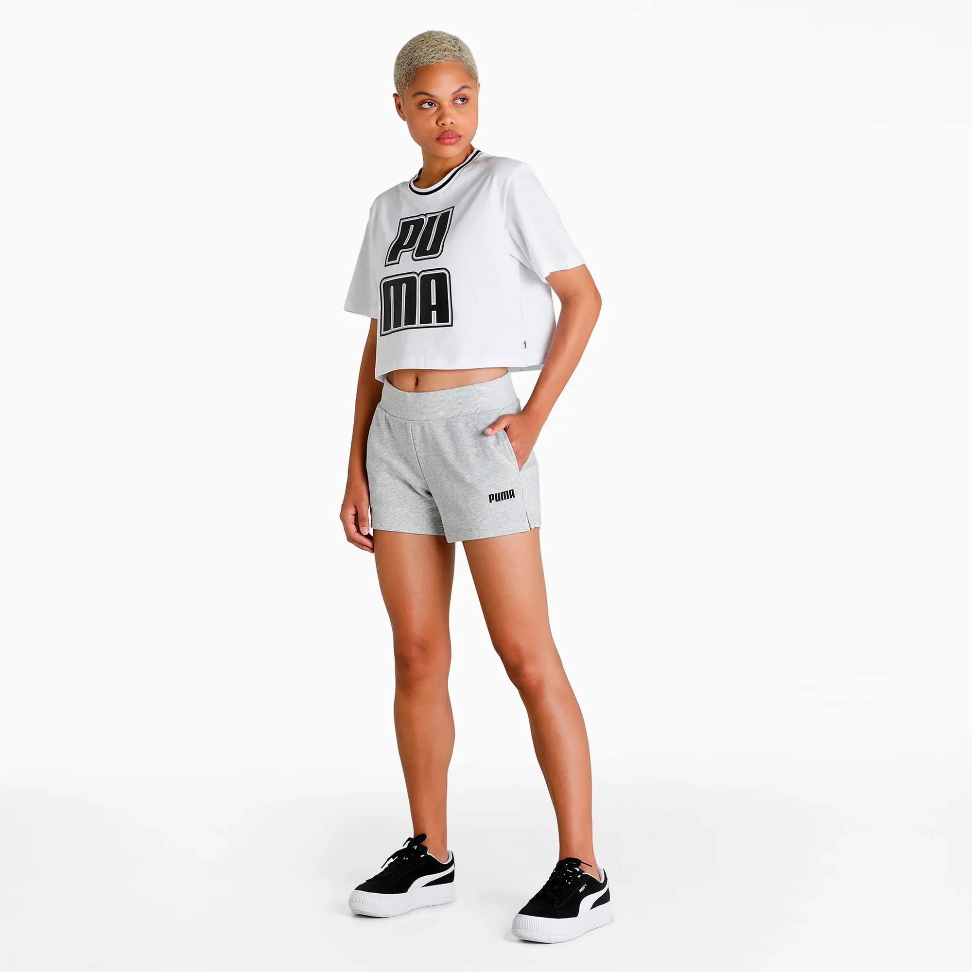 Puma Womens Essentials Sweat Shorts - Light Gray Heather