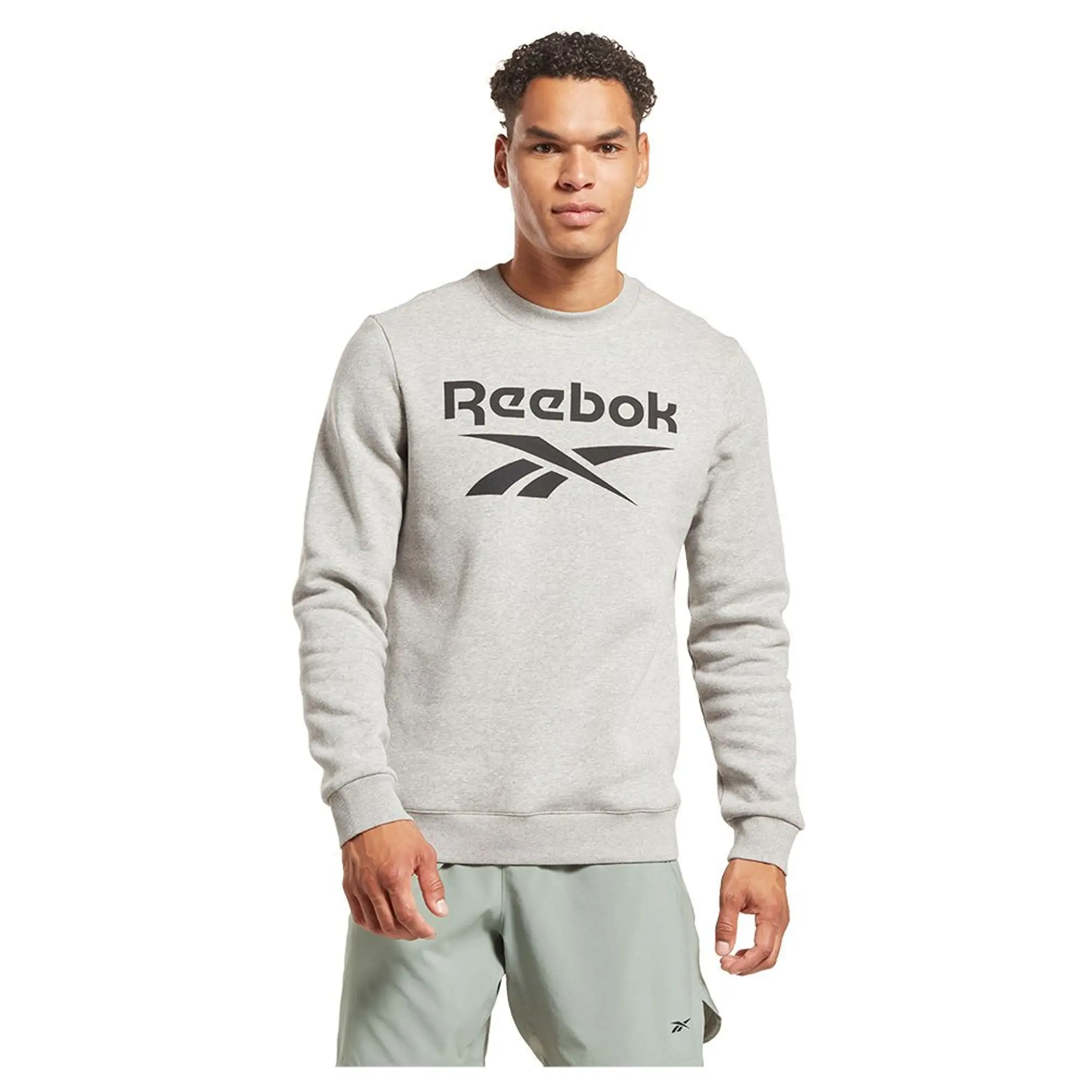 Reebok Identity Fleece Stacked Logo Crew Sweatshirt - Medium Grey Heather