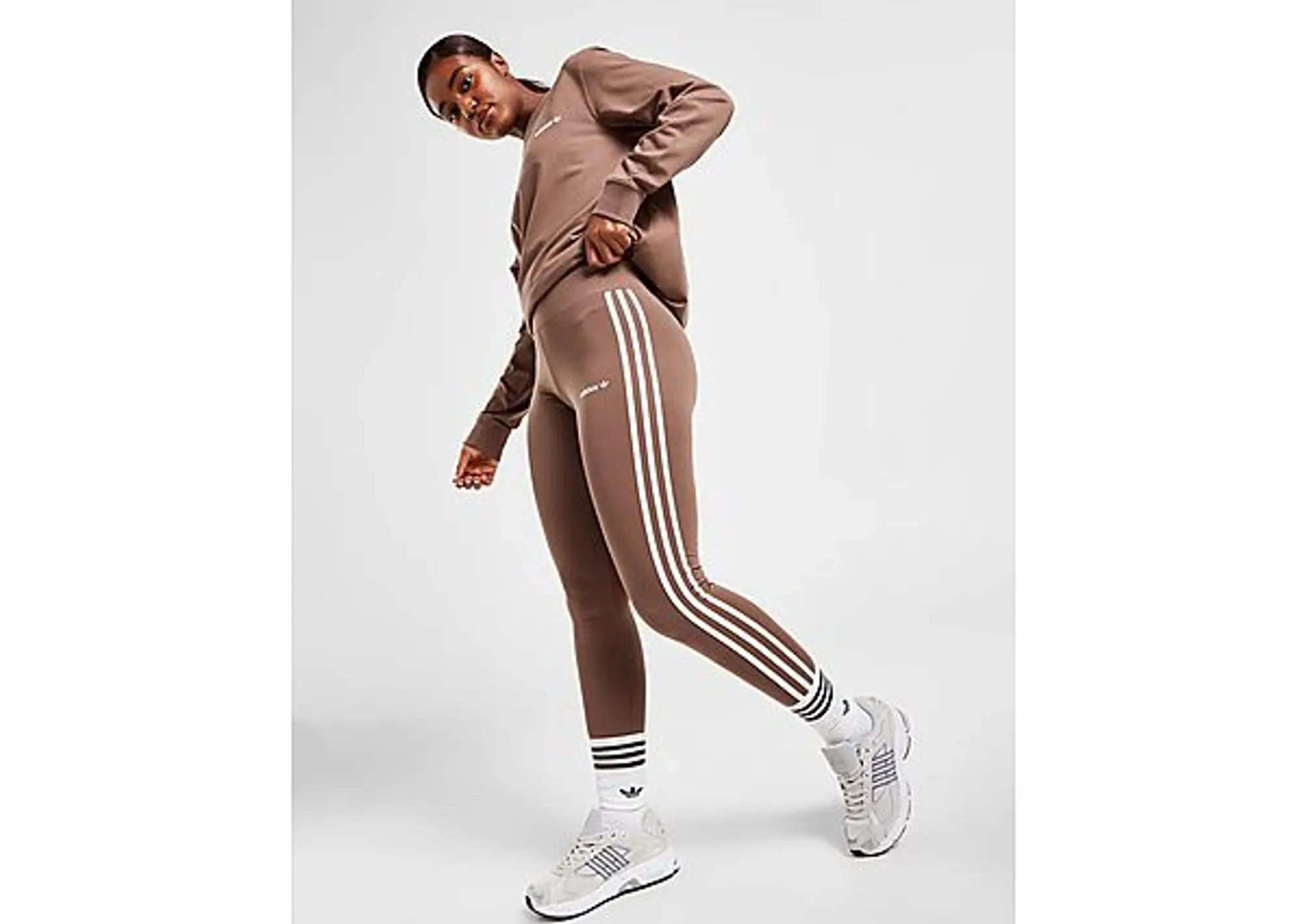 adidas Originals Linear High Waist Leggings - Brown - Womens