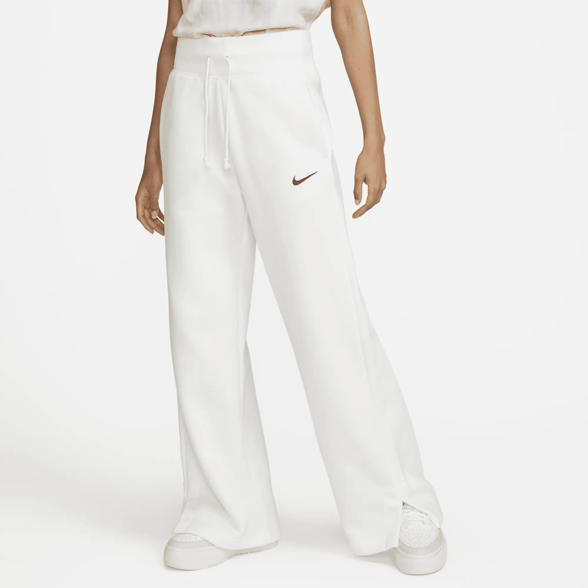 Nike Sportswear Phoenix Fleece Women's High-Waisted Wide-Leg Tracksuit  Bottoms - White, DQ5615-133