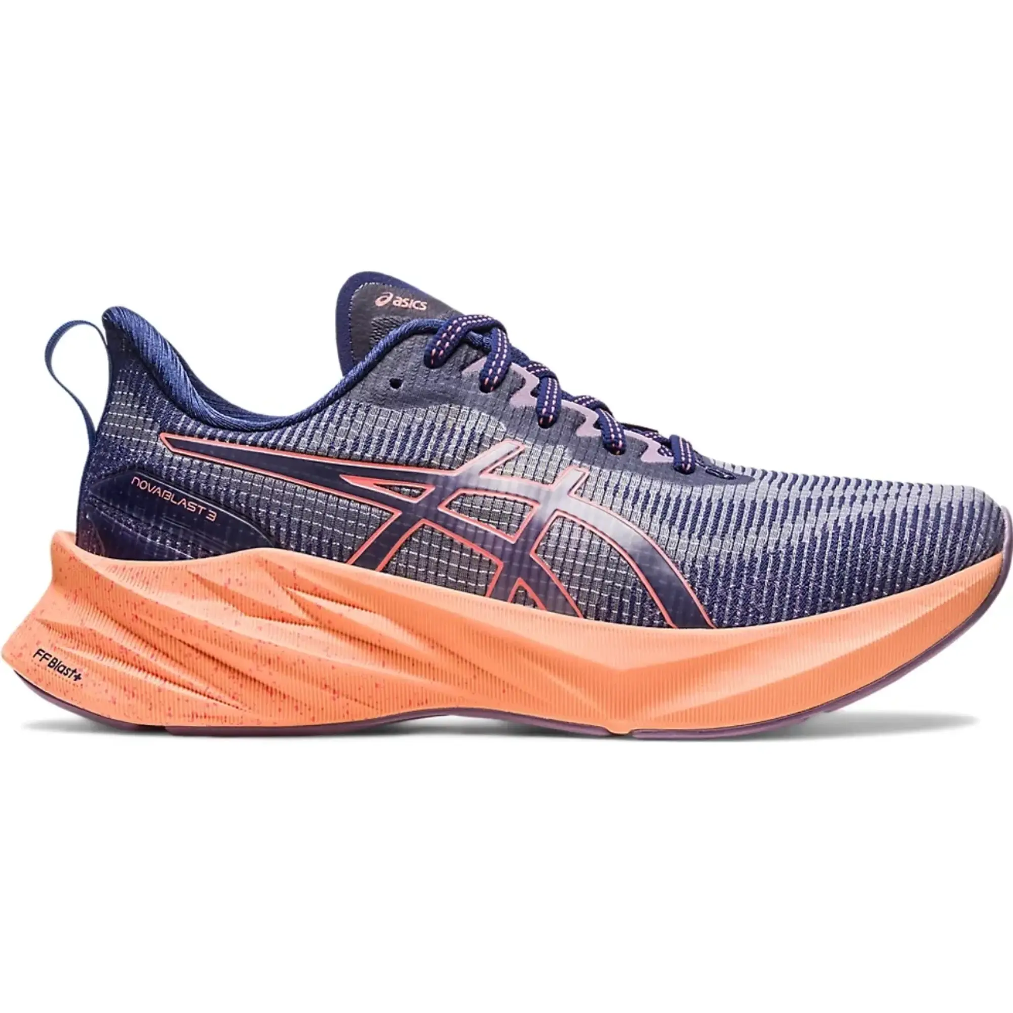 Asics Running Novablast 3 Le Chunky Trainers With Contrast Sole In Purple And Orange-Grey