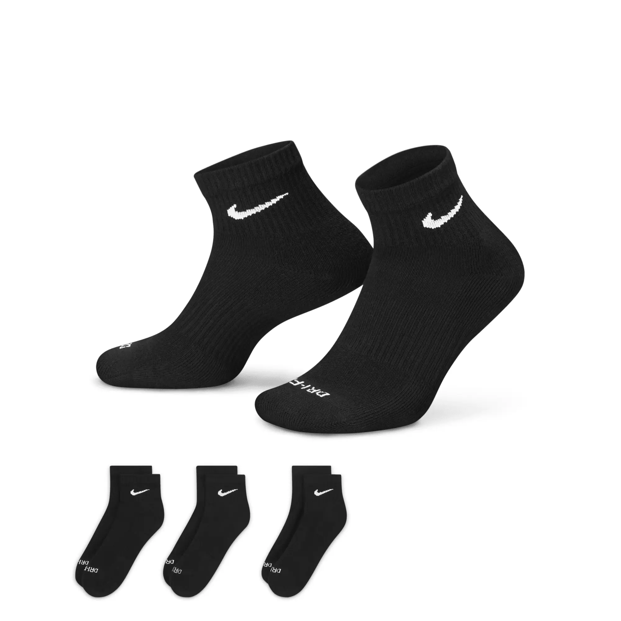 Nike Everyday Plus Cushioned Training Ankle Socks (3 Pairs) - Black