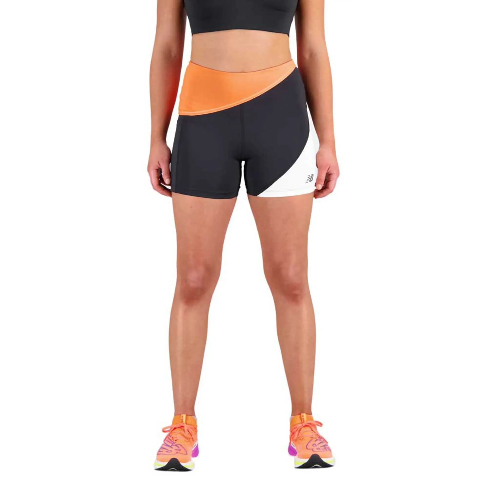 New Balance Women's Q Speed Shape Shield 4 Inch Fitted Short in Orange Polywoven