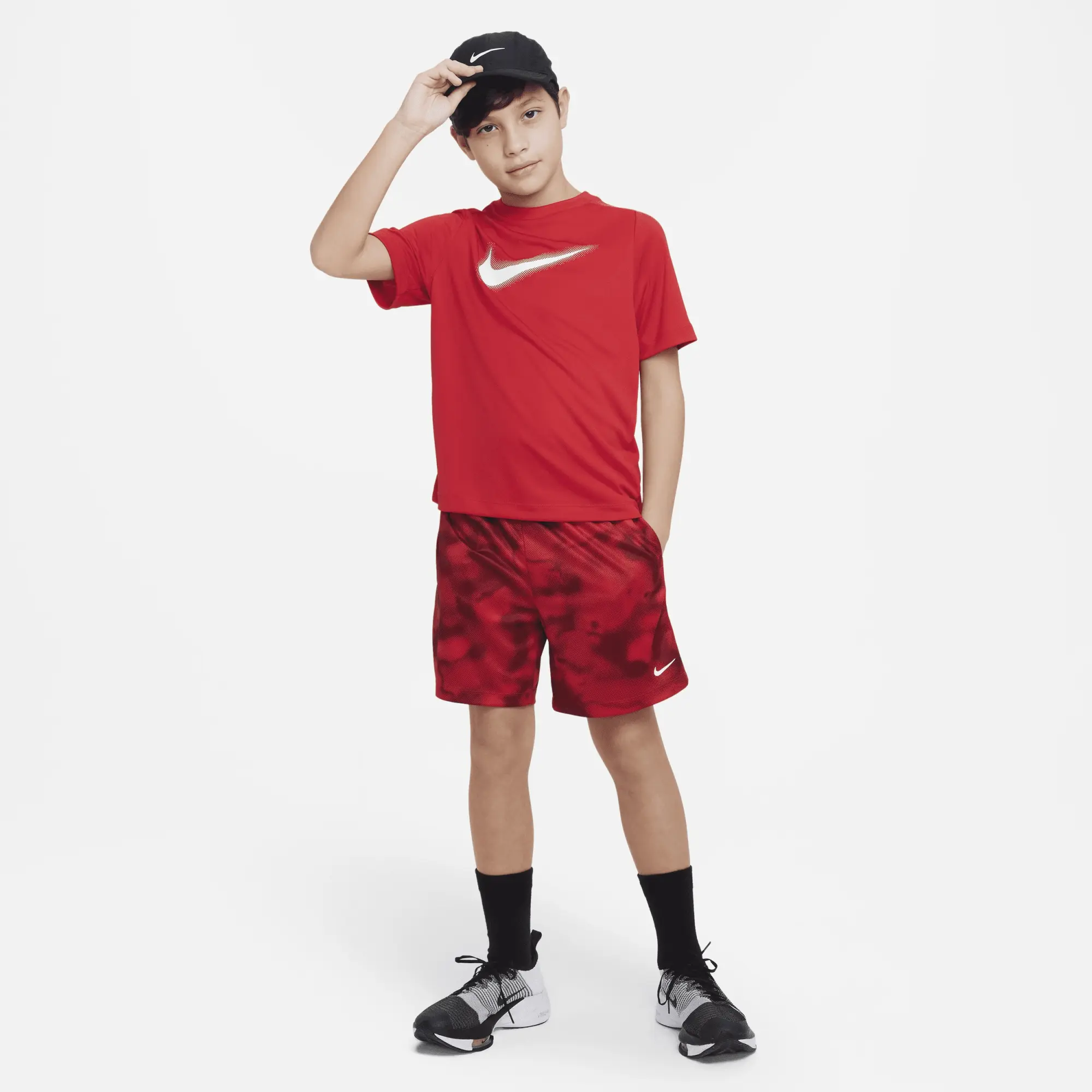 Nike Dri-Fit Graphic T-Shirt Boys - Red, White