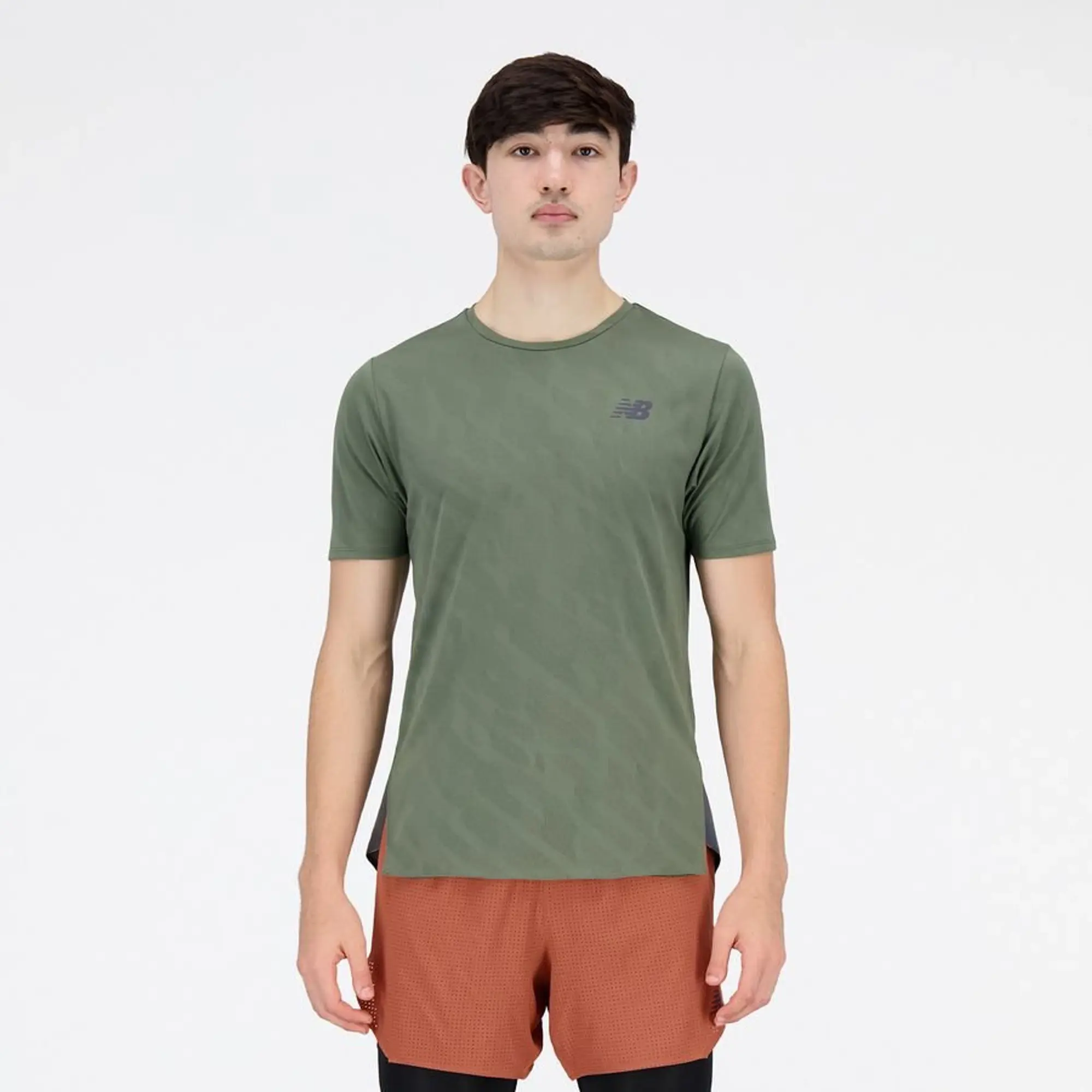 New Balance Men's Q Speed Jacquard Short Sleeve in Green/vert Poly Knit