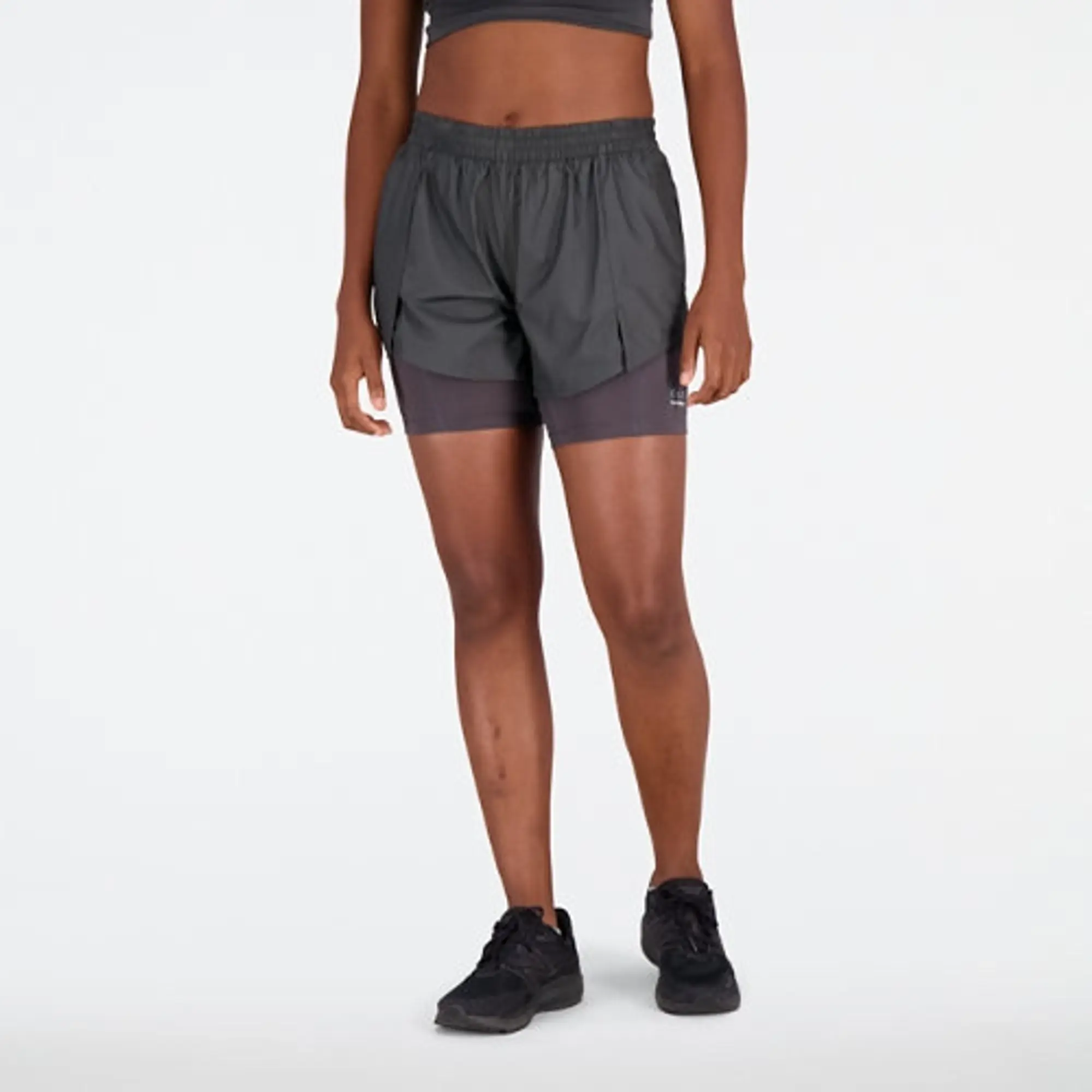 New Balance Women's Impact Run AT 3 Inch 2-in-1 Short in Black Polywoven