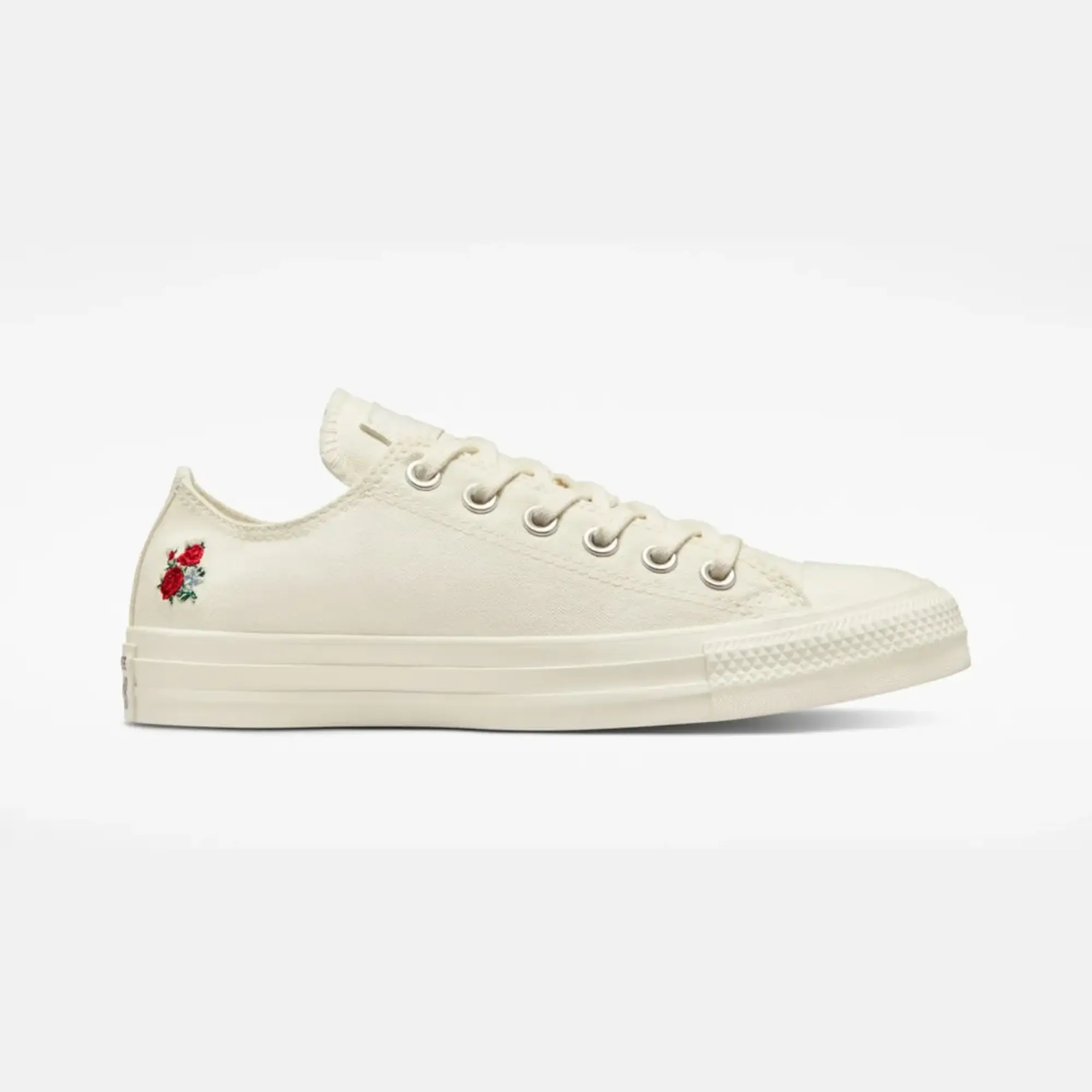 Converse all star embroidered floral trainers in white