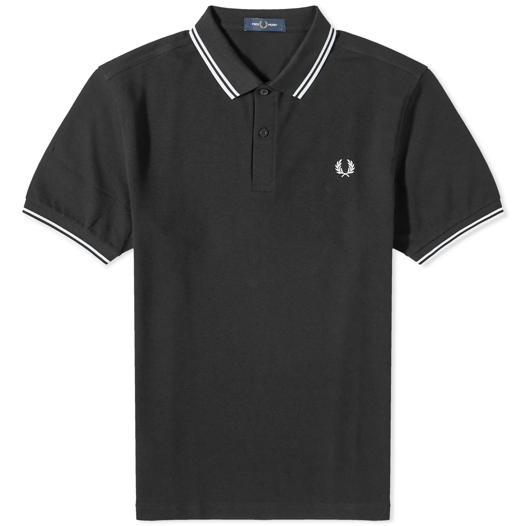 Fred Perry Twin Tipped Logo Polo In Black