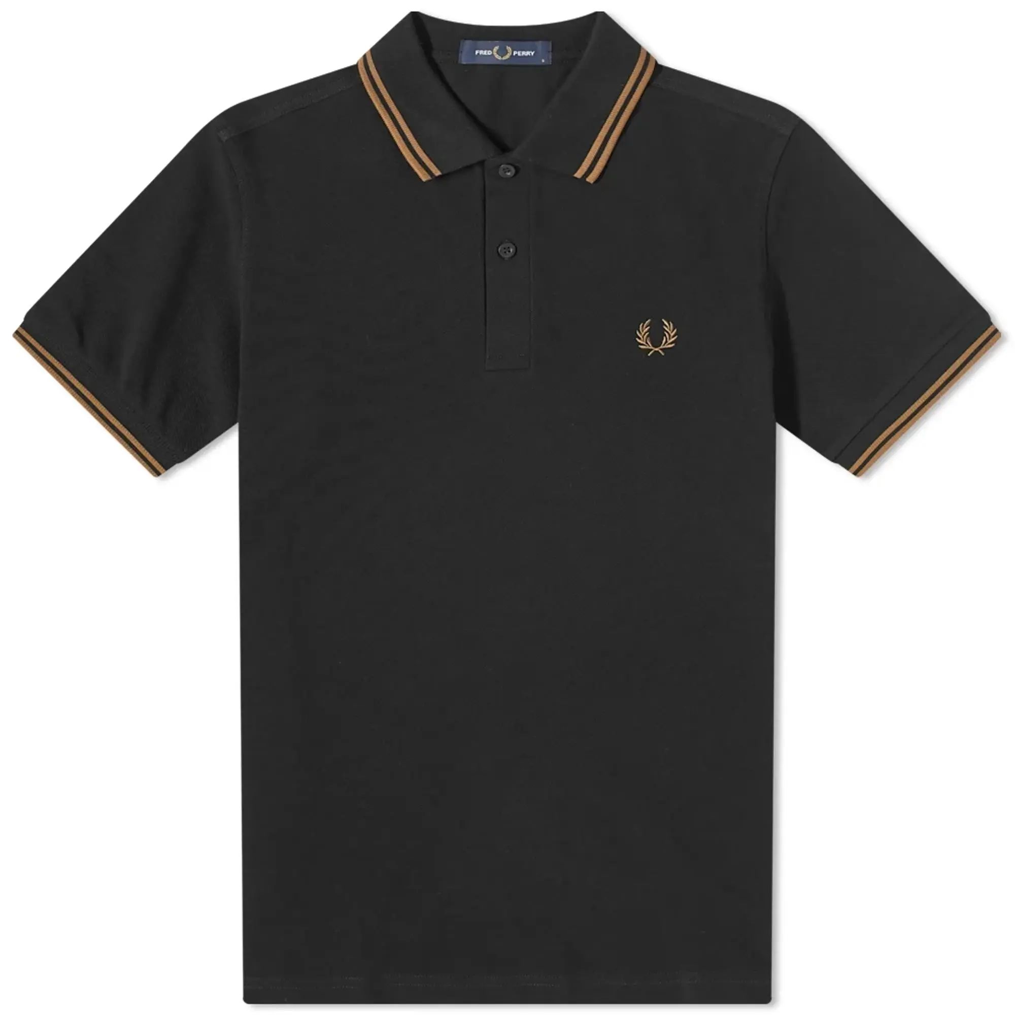Twin Tipped Fred Perry Polo Shirt - Black / Shaded Stone