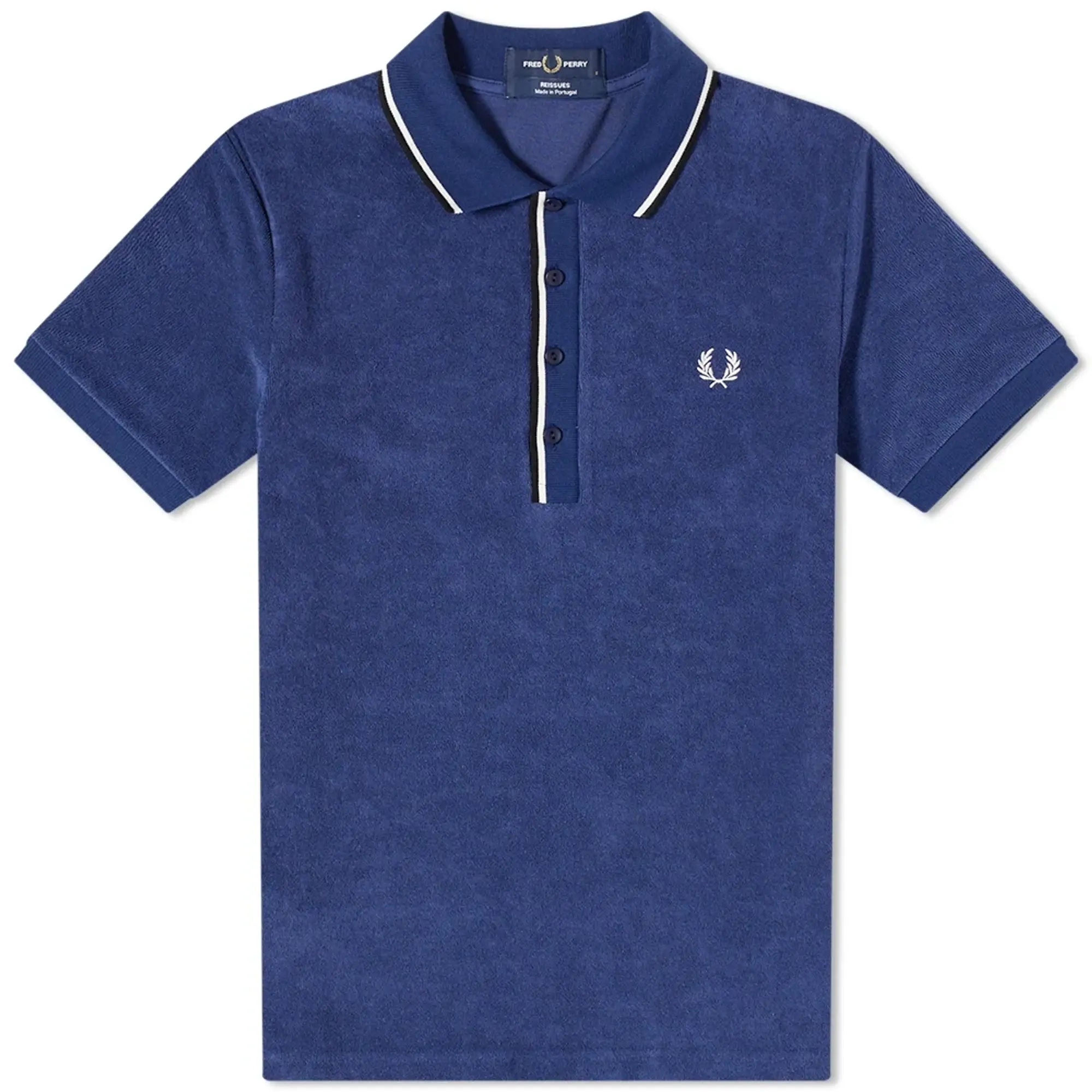 Fred Perry Twin Tipped Towelling Polo Shirt In Navy