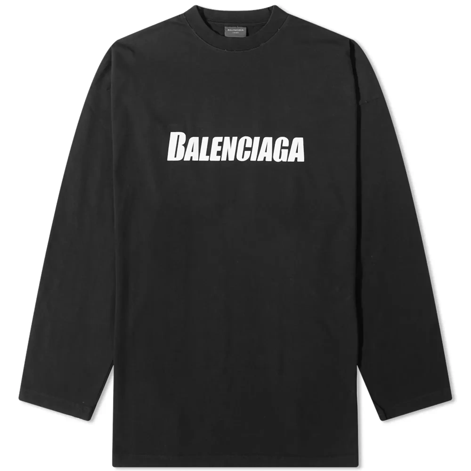 Balenciaga Long Sleeve Oversize Logo Tee Black/White