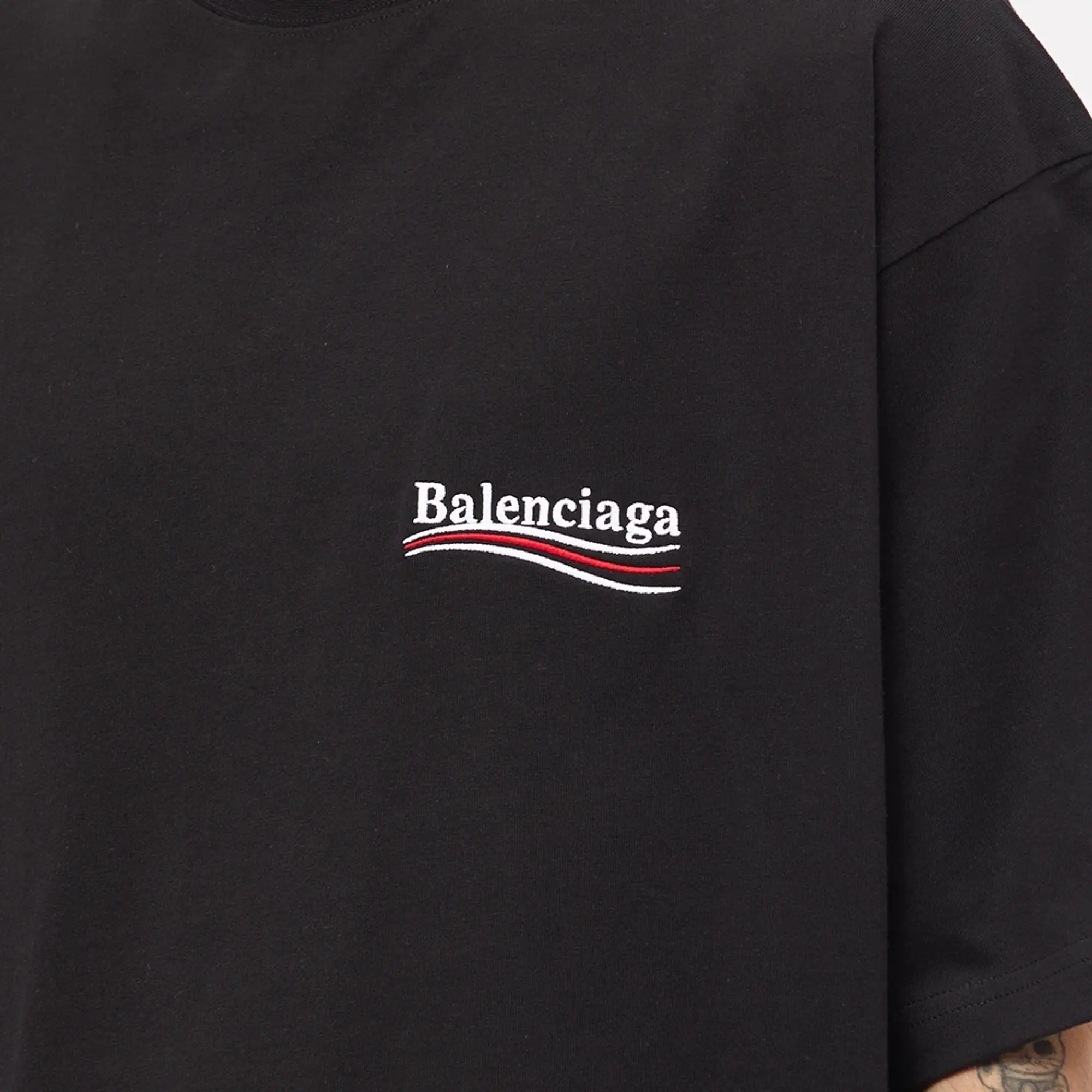 Balenciaga Men's Oversized Political Campaign Logo T-Shirt Black/White ...
