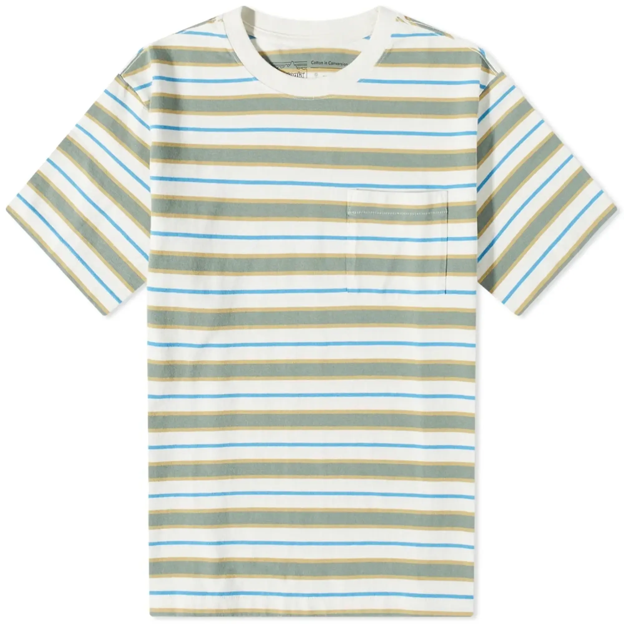 Patagonia Men's Cotton in Conversion Pocket T-Shirt Skater Stripe: Hemlock Green
