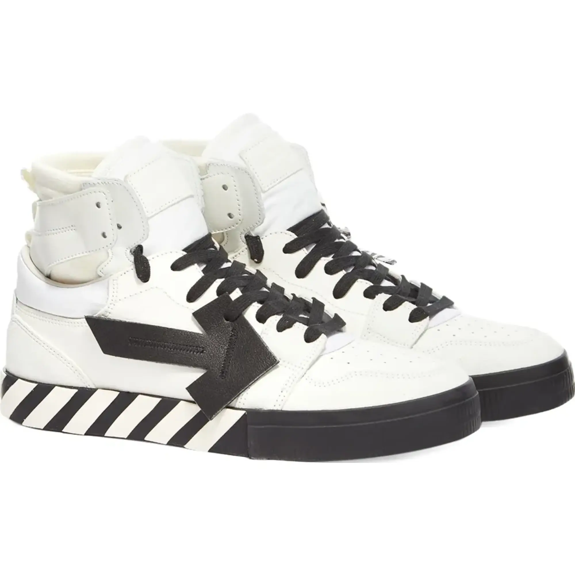Off-White High Top Vulcanized Leather Sneaker White/Black 