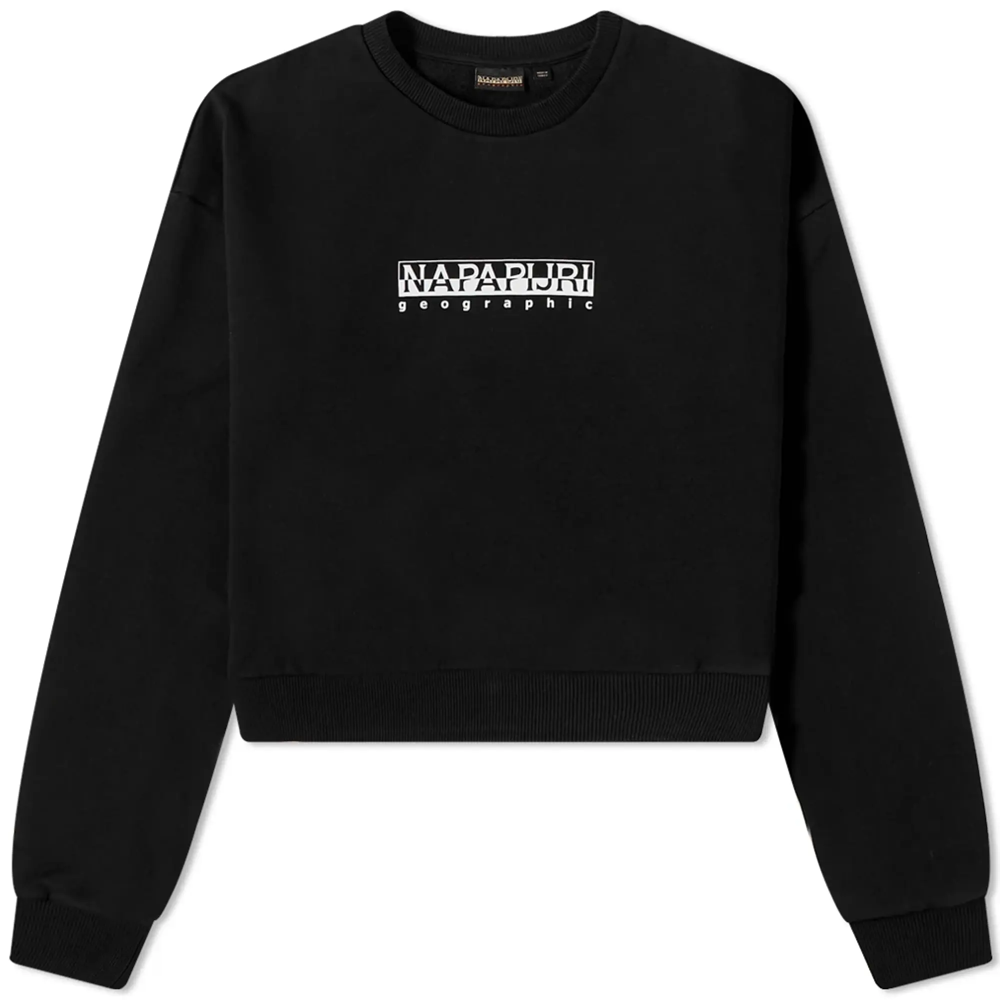Napapijri Box Logo Cropped Sweatshirt In Black