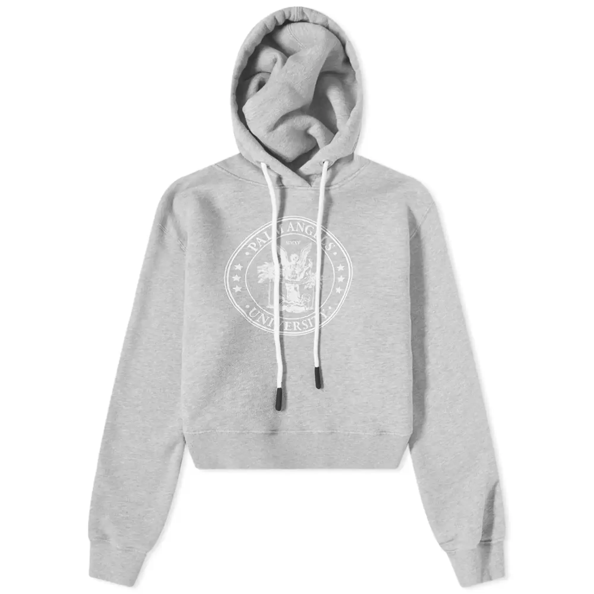 Palm Angels Women's College Logo Fitted Hoodie Grey/White