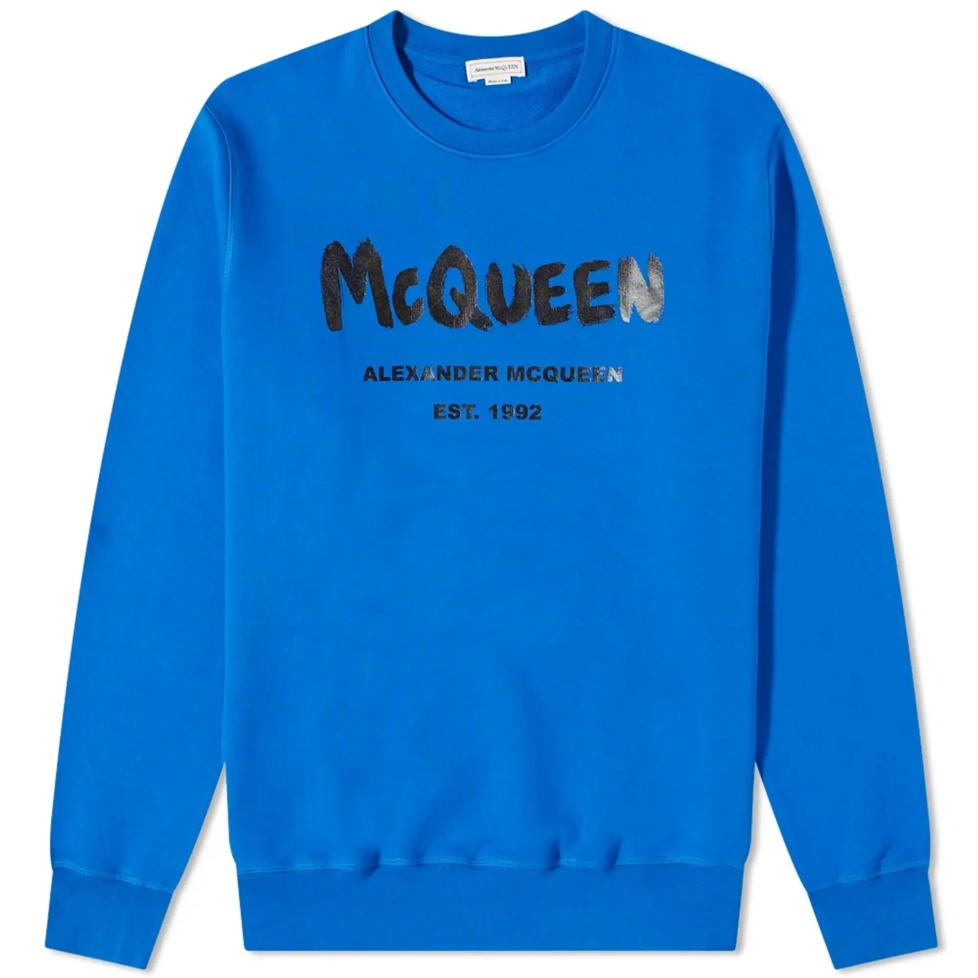 Alexander McQueen Graffitti Logo Crew Sweat Royal Blue/Black