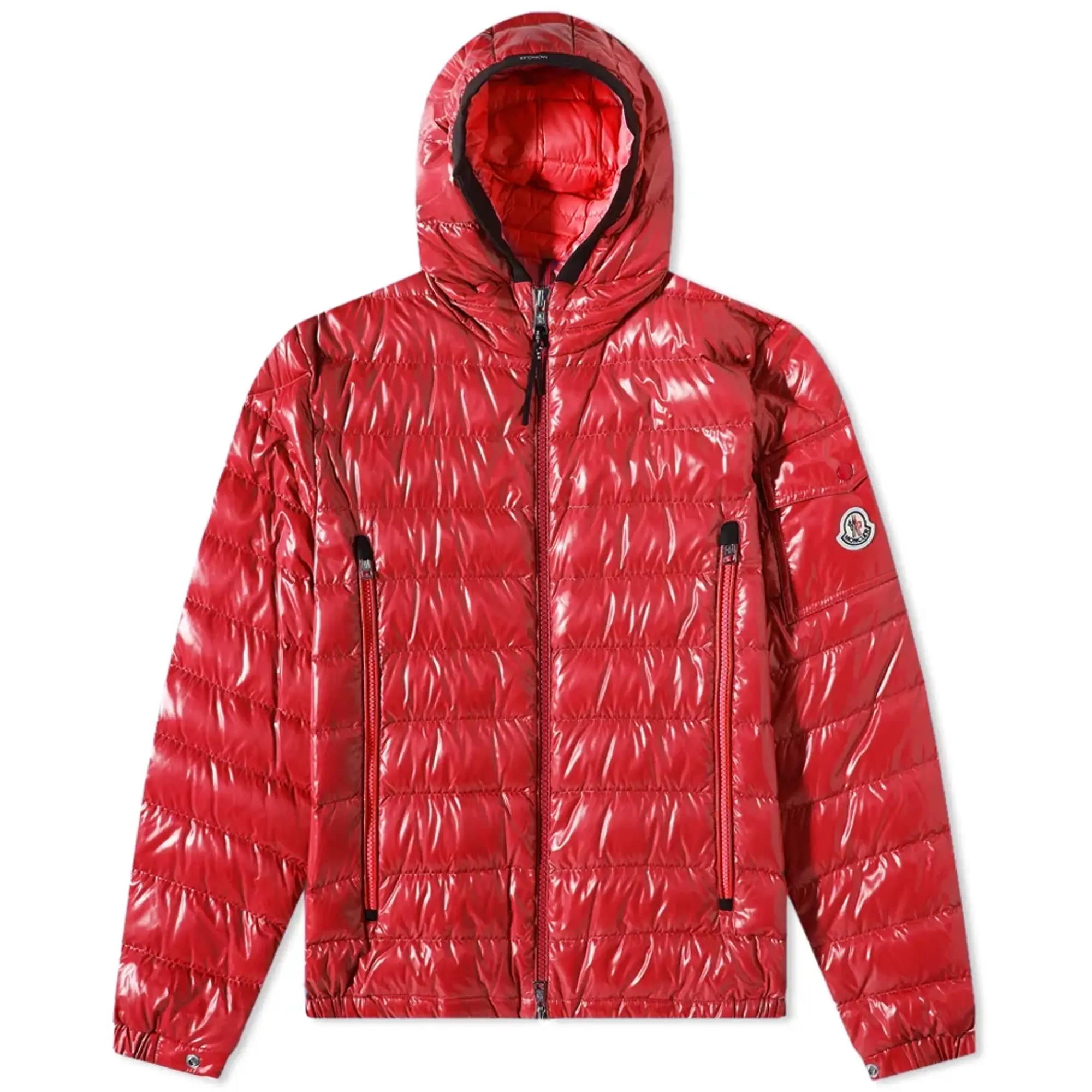 Moncler Men's Galion Hooded Down Jacket Red